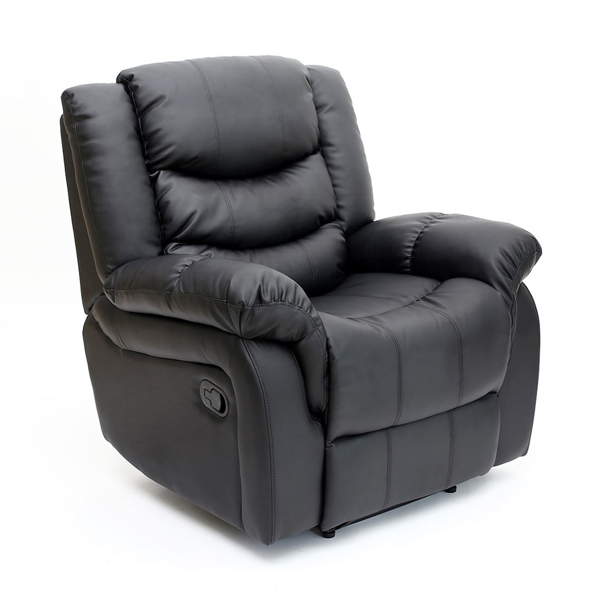 Furniture Online Seattle Manual Recliner Armchair Bonded Leather Chair - Black