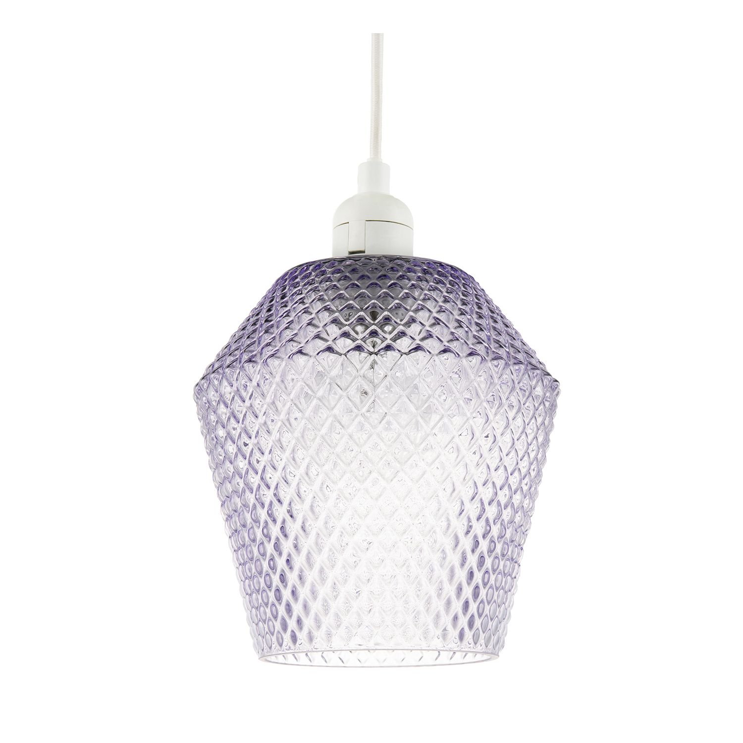 Happy Homewares Lilac Compact Diamond Glass Pendant Shade - 17cm