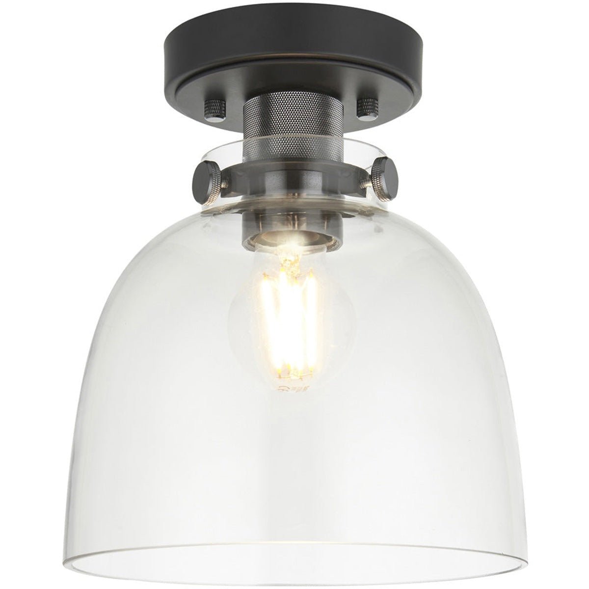 Loops Direct Glass and Semi Flush Ceiling Light - Smokey Grey Tinted Glass