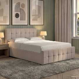 Vida Designs Valentina Double Linen Ottoman Bed - Beige