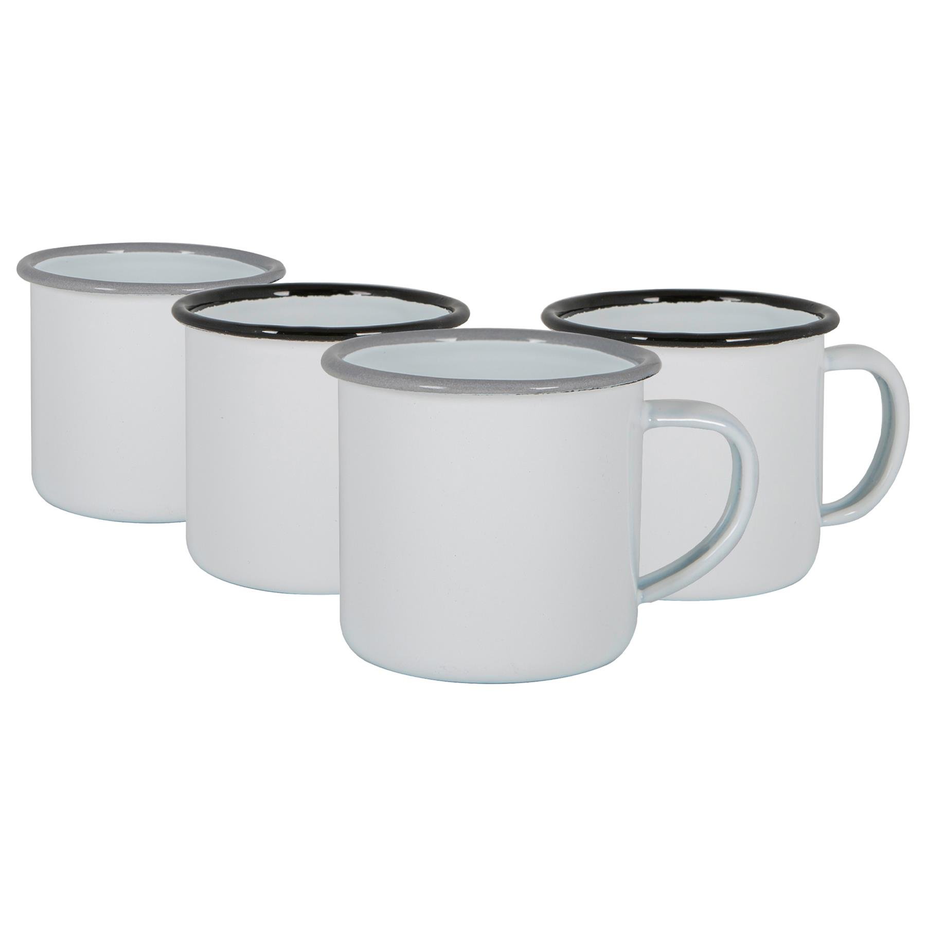 Argon Tableware White Enamel Espresso Cups - 130ml - Black/Grey