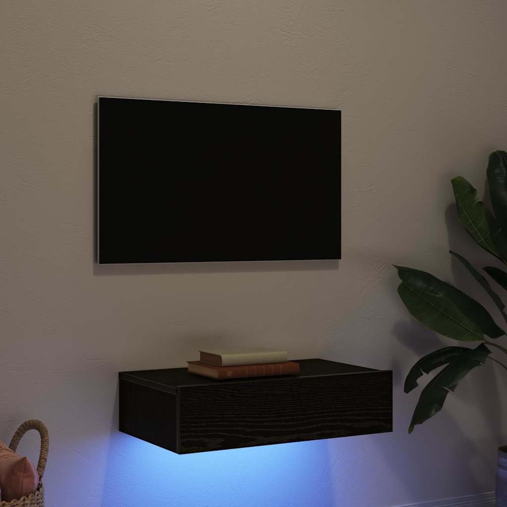 Walplus LED Engineered Wood TV Cabinet - Black Oak - 60 x 35 x 15.5 cm