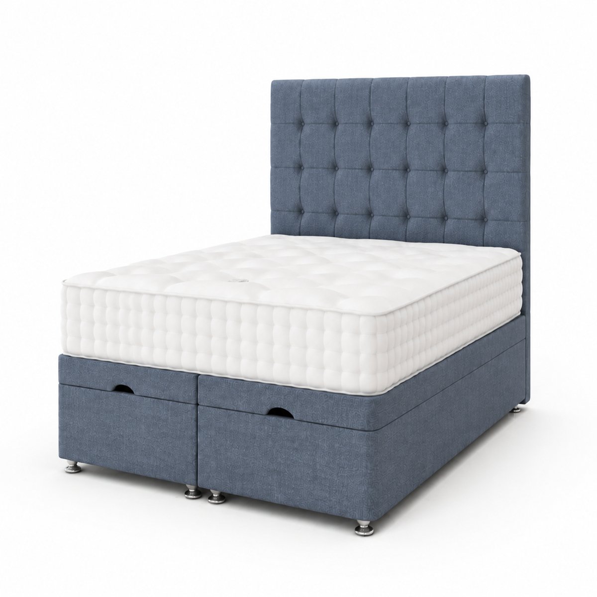 Comfy Deluxe Tokyo 4ft6 Double  Ottoman End Lift  Bed Set - Linen Blue