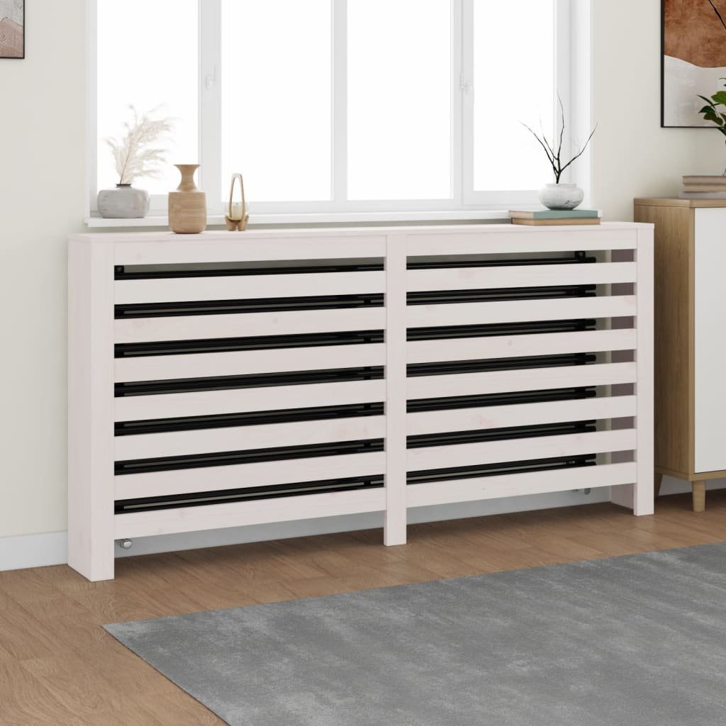 Walplus Horizontal Slats Solid Wood Radiator Cover - White - 169 x 19 x 84 cm