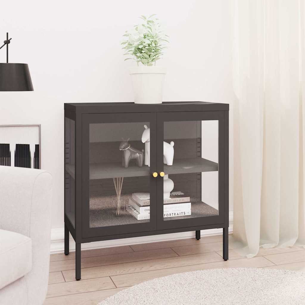 Walplus Powder Coated Steel Sideboard - Anthracite - 70 x 35 x 70 cm