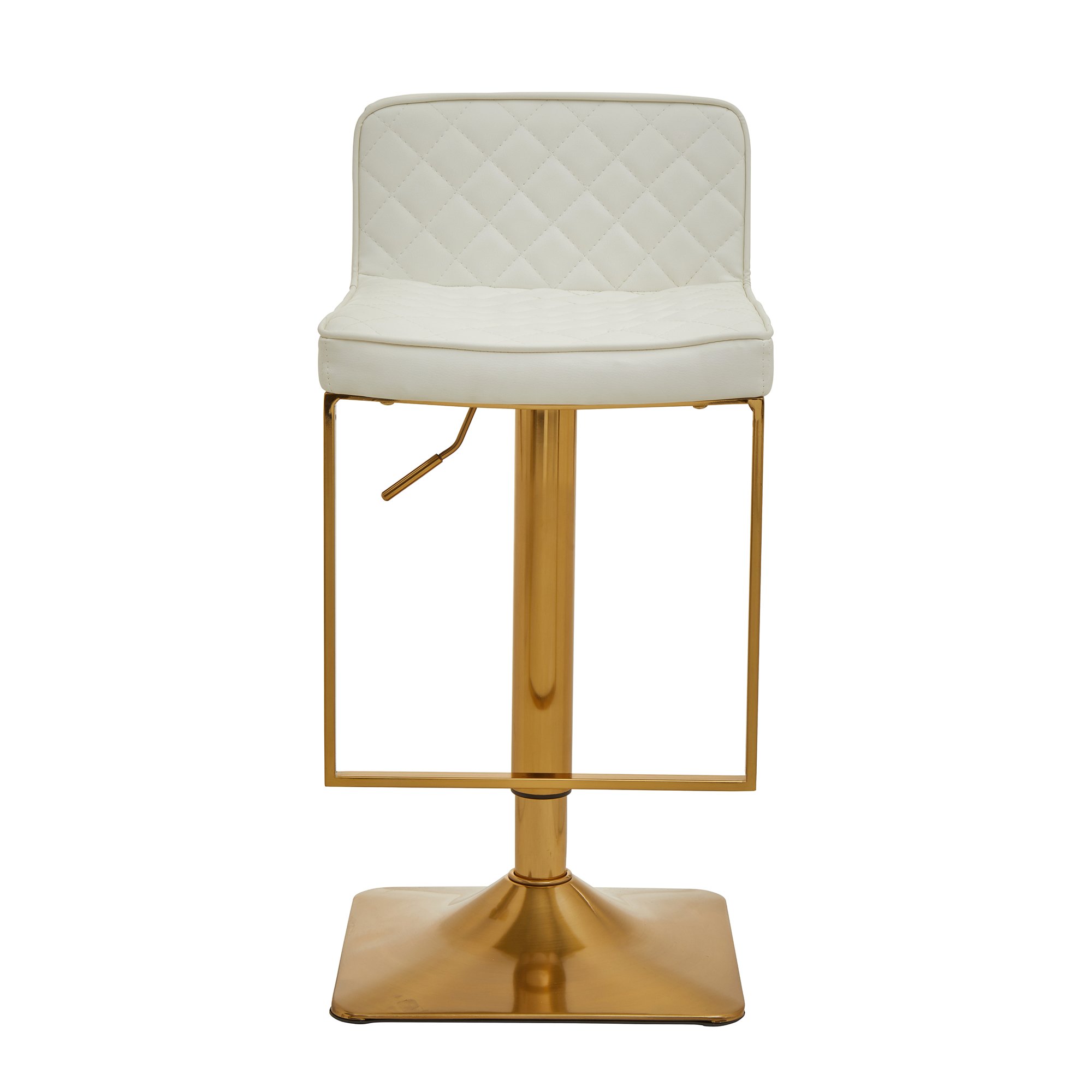 Orsina Baina Faux Leather Adjustable Swivel Bar Stool – White and Gold