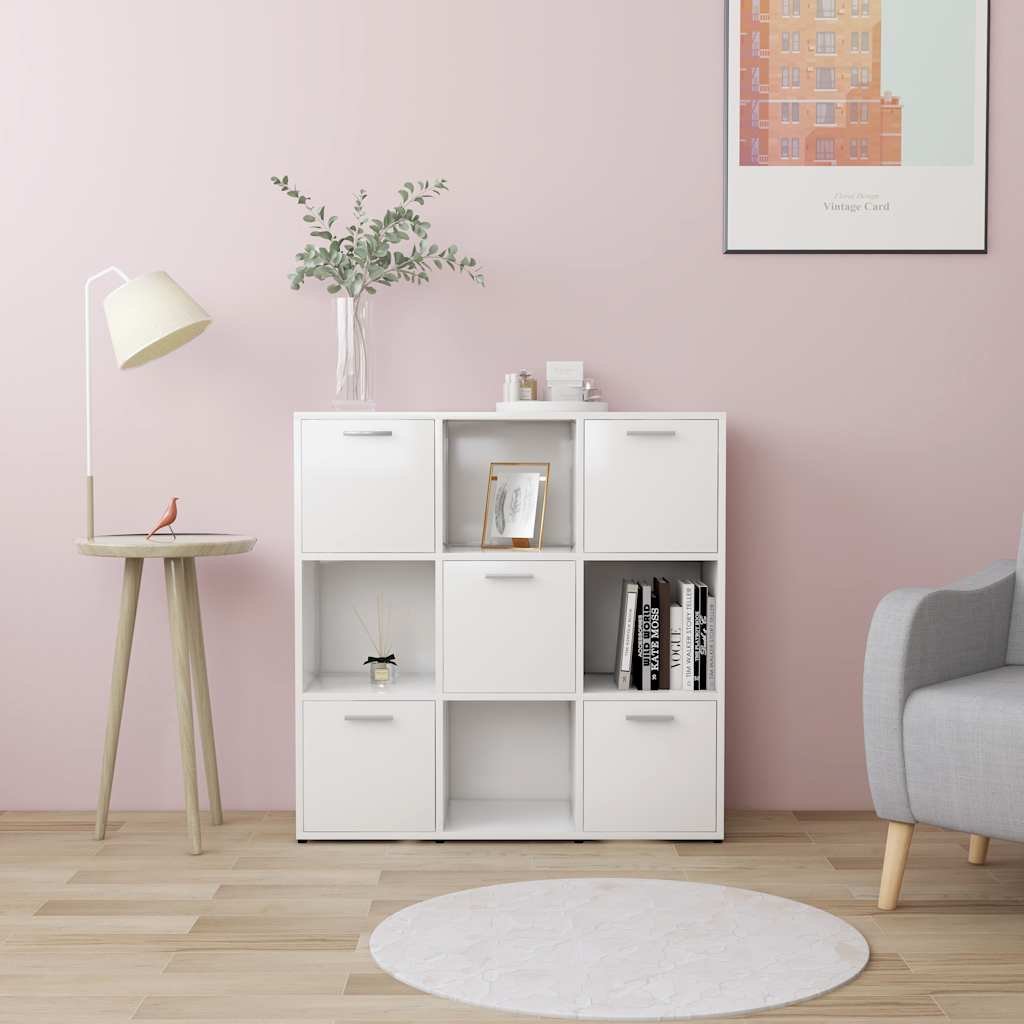 Walplus 5 Compartment Engineered Wood Book Cabinet - White - 90 x 30 x 90 cm