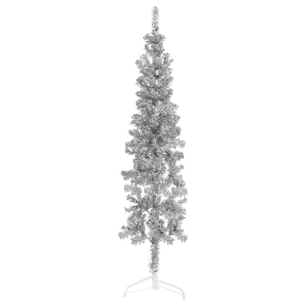 Walplus 246 Branch Tips Slim Half Artificial Christmas Tree - Silver - 180 cm
