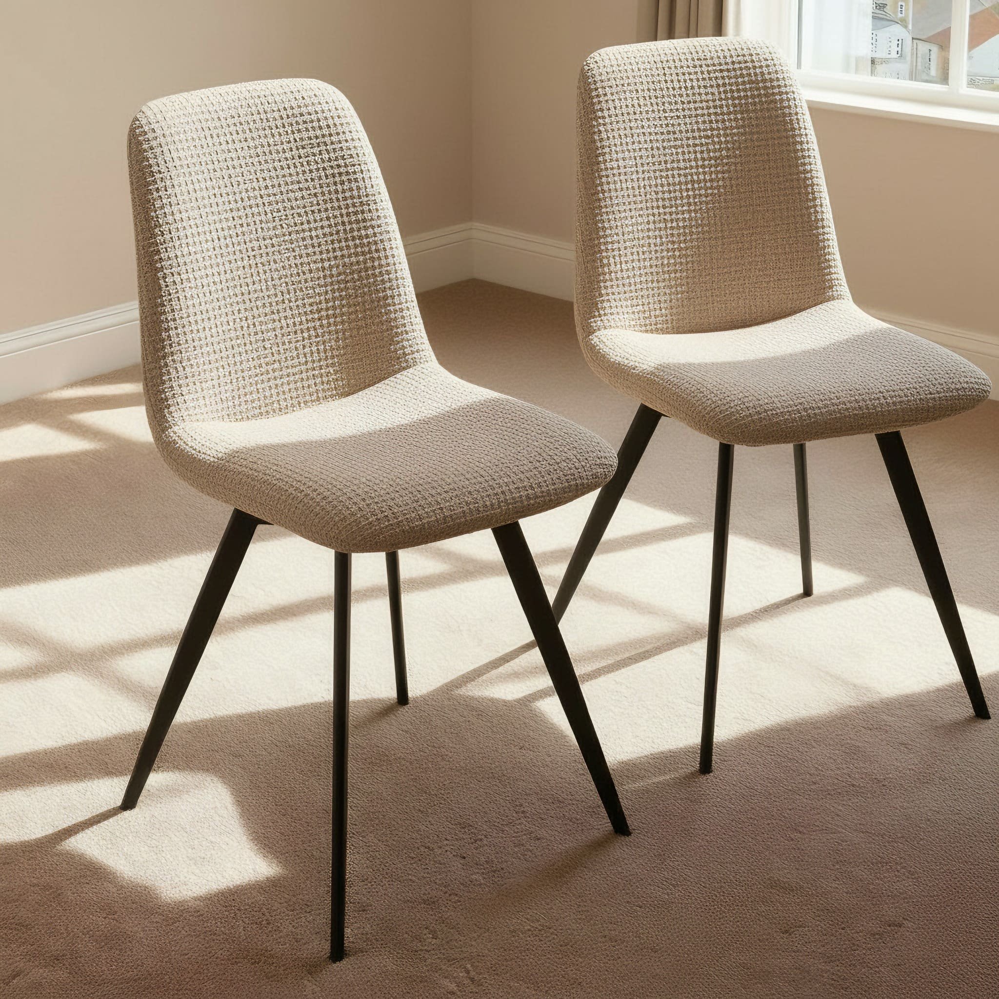 Home Source Ashford Pair of Dining Chairs - Beige