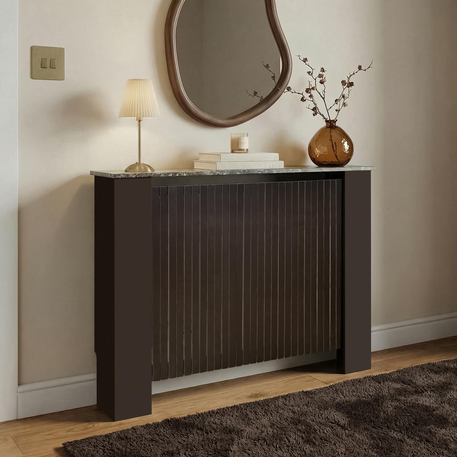 OHS Ribbed Radiator Cover - Dark Brown/Marble - Medium