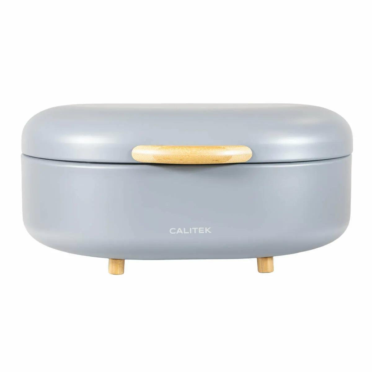 Calitek Bread Bin with Bamboo Feet Carbon Steel - Grey