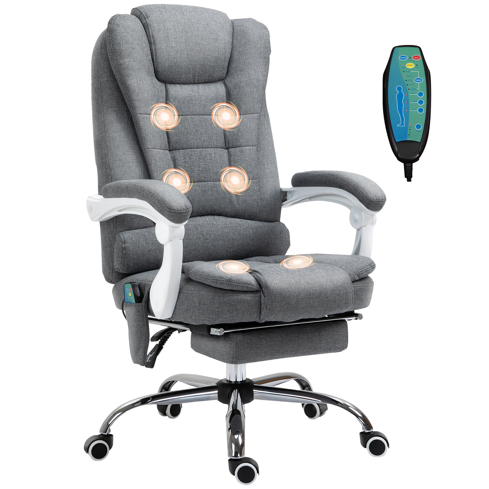 Vinsetto 6 Point Ergonomic Massage Office Chair - Grey