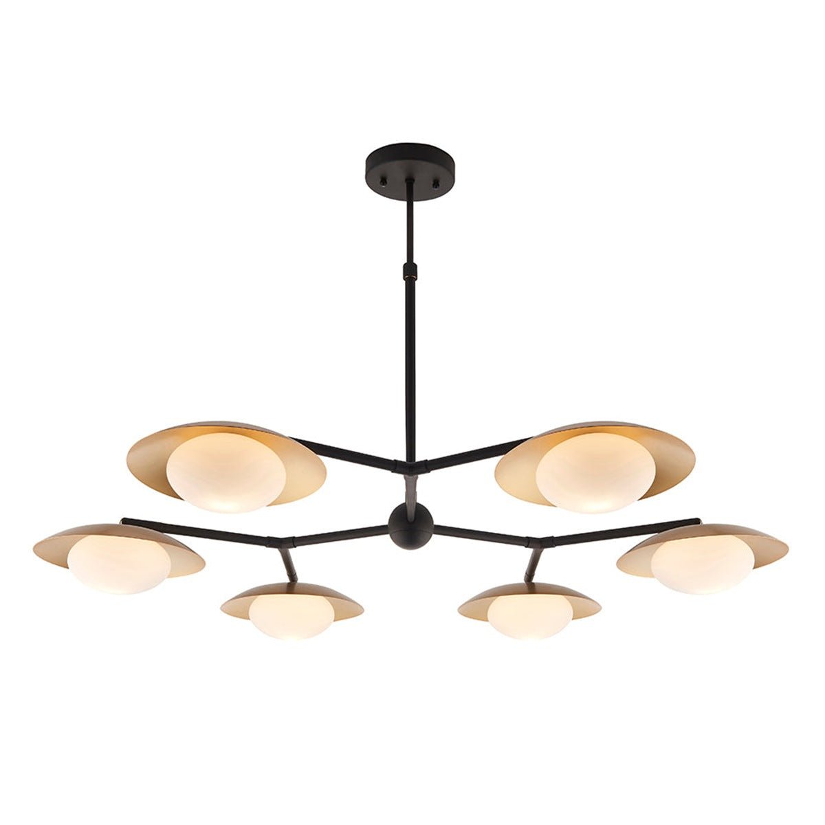 Loops Direct Steel and Glass Semi-Flush Light - Gold and Dark Bronze