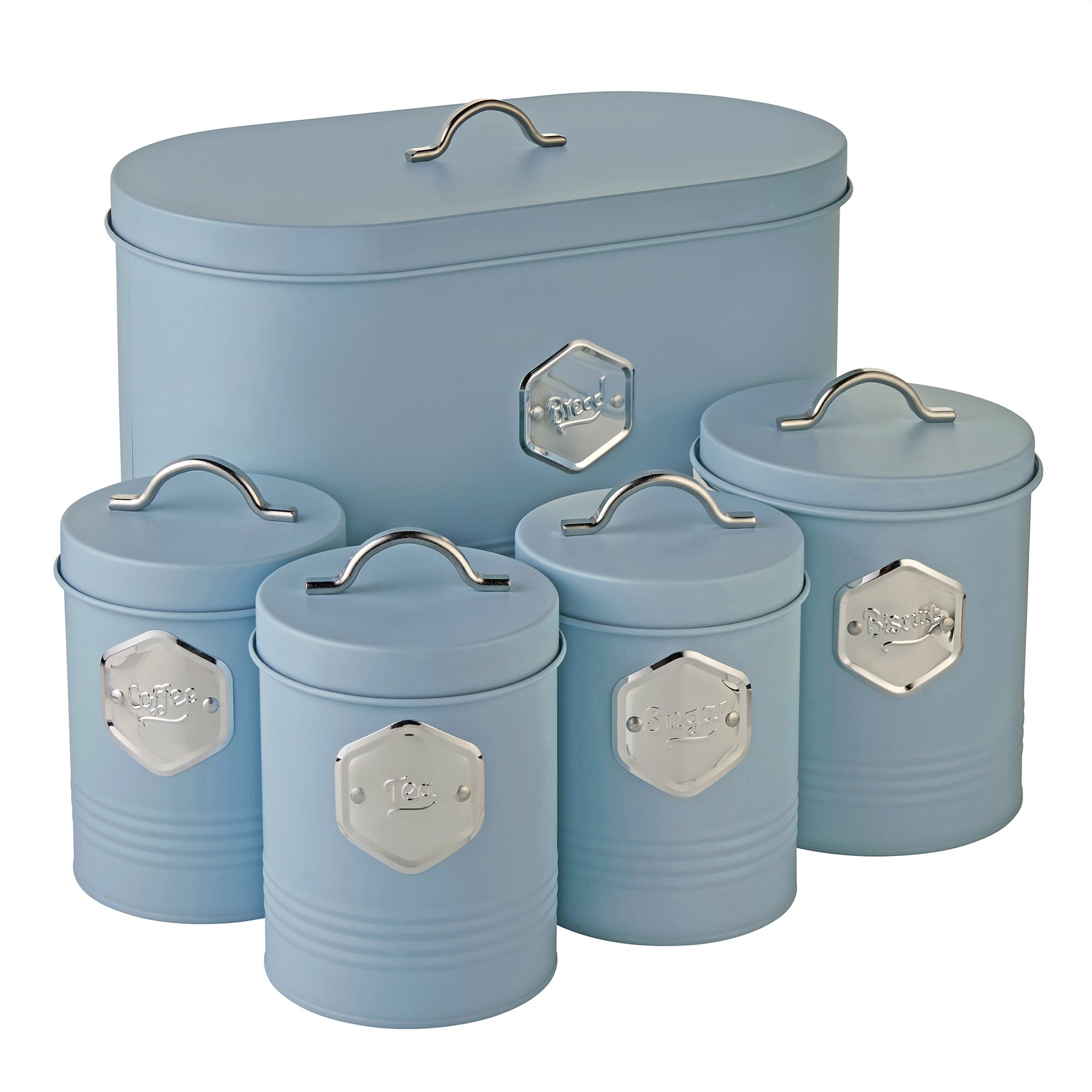 Cooks Professional 5 Piece Kitchen Cannister Storage Set - Blue/Silver