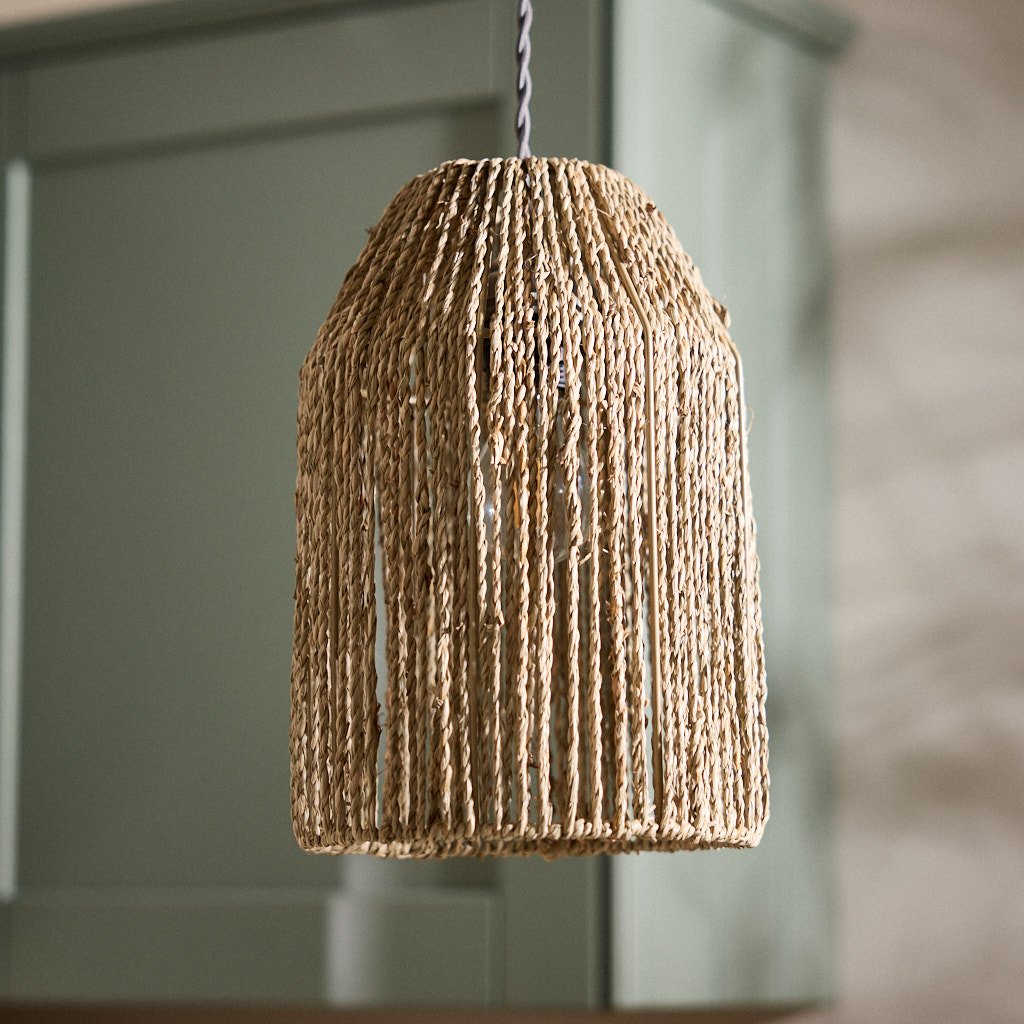 Dibor Seagrass Tall Pendant Light Shade - Natural 20cm