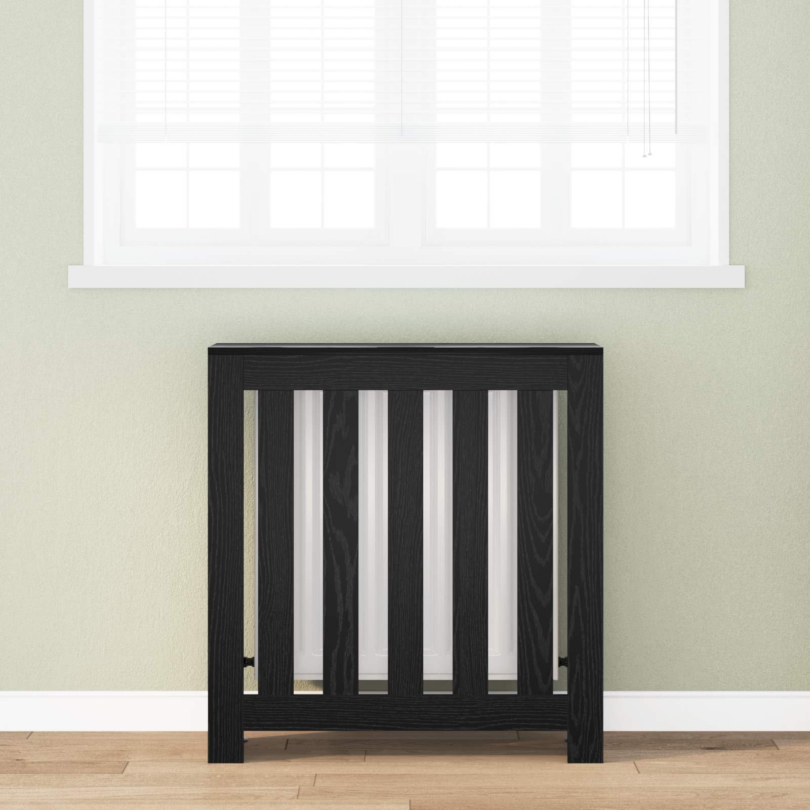 Walplus Vertical Slats Radiator Cover - Black Oak - 78 x 20 x 82 cm