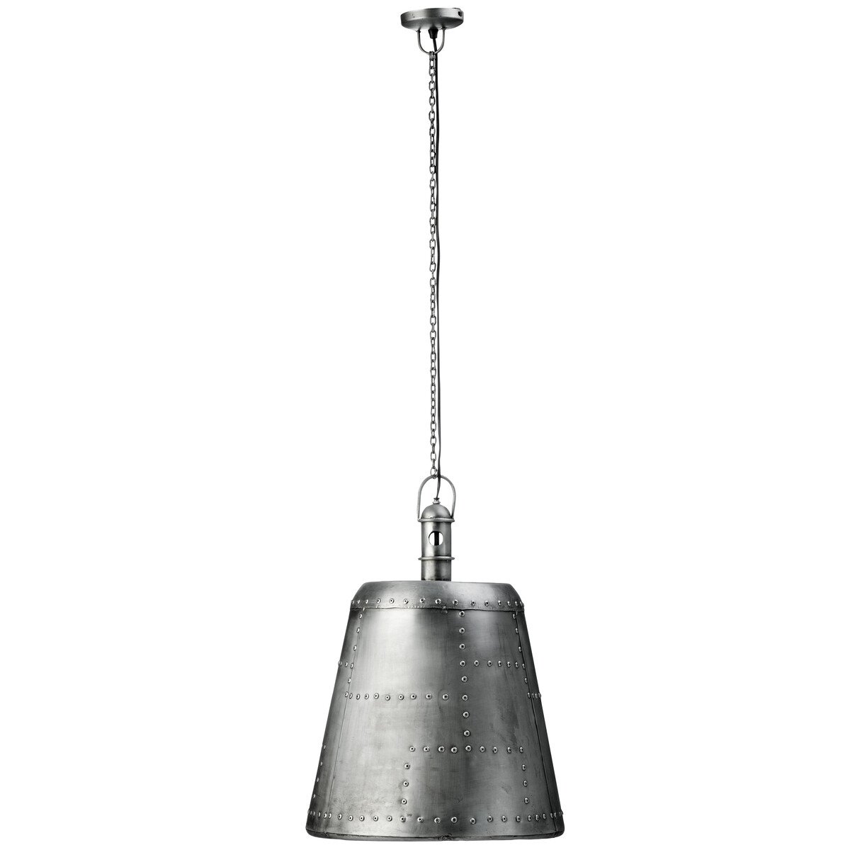 Orsina Avro Aluminium Tapered Pendant Light With Rivets - Silver