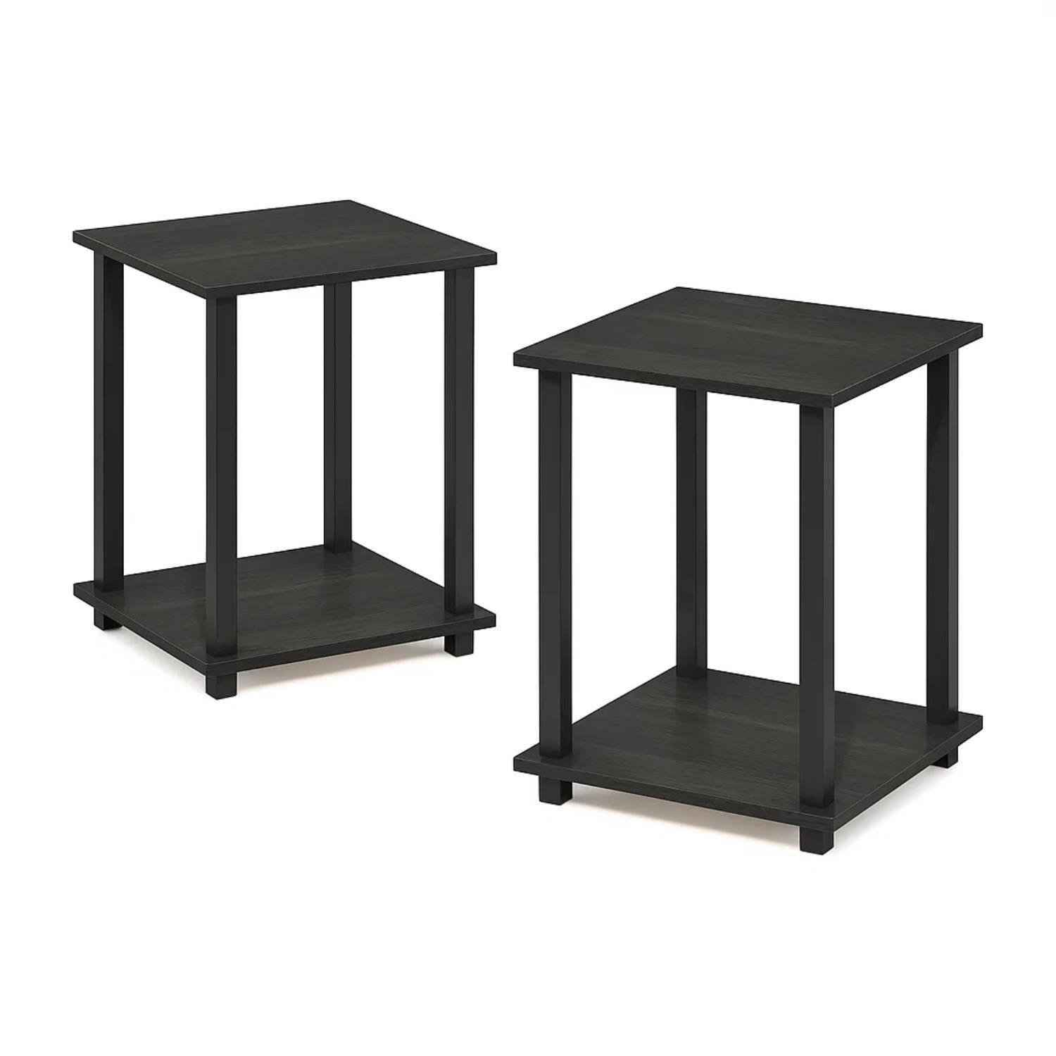 Walplus End Table - Espresso/Black - 39.6 x 39.6 x 49.8 cm - Pack of 2
