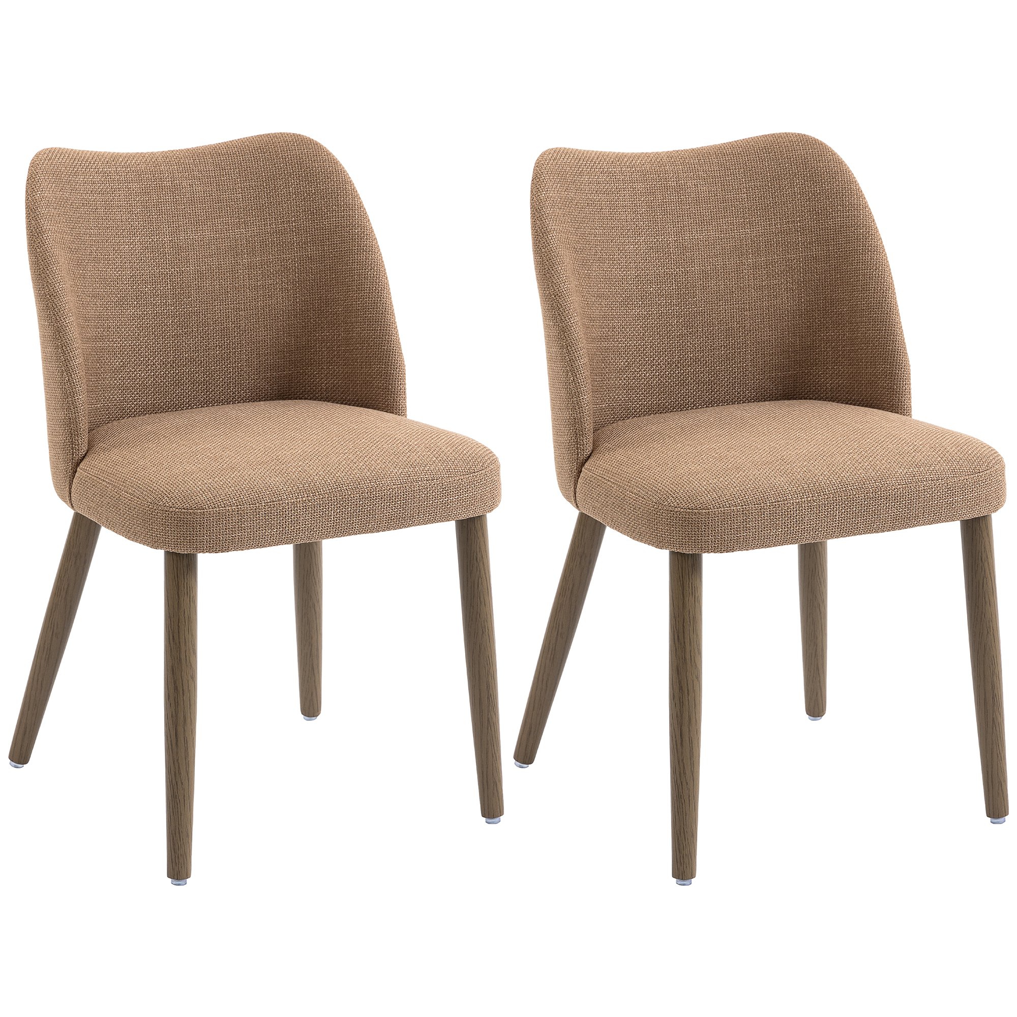 HOMCOM Set of 2 Modern Dining Chair with Padded Seat - Brown