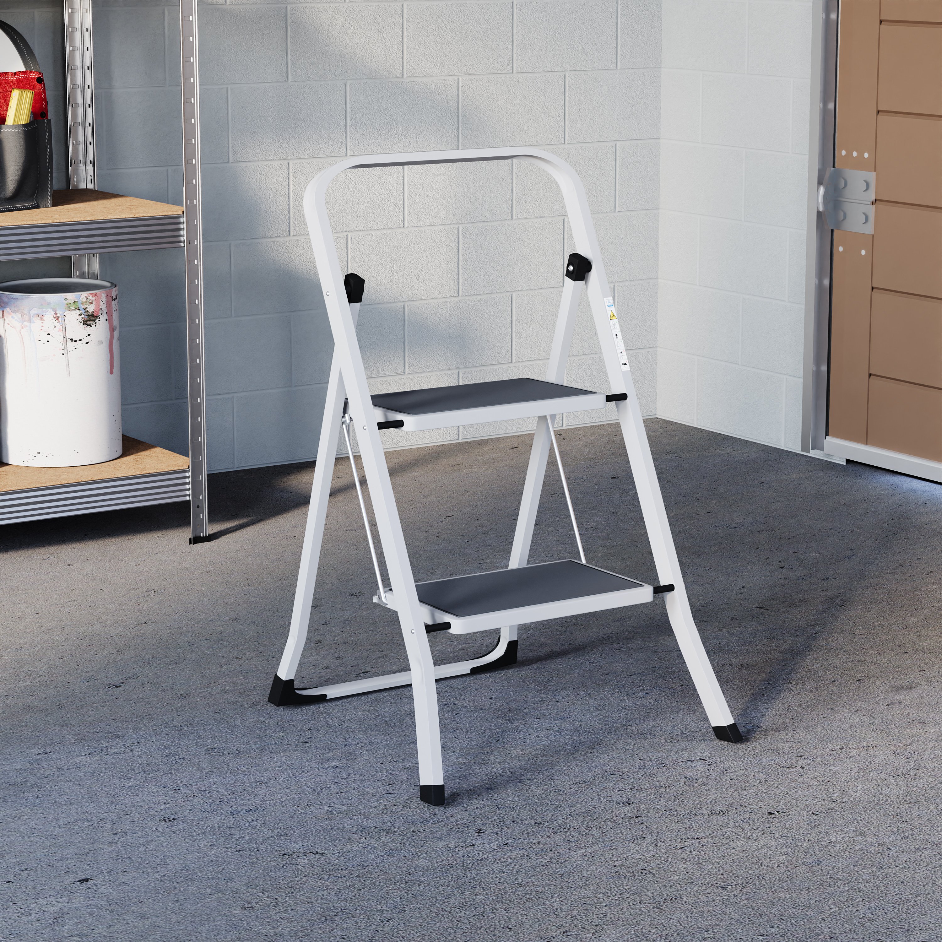 Home Vida 2 Step Ladder With Anti-Slip Mat - White
