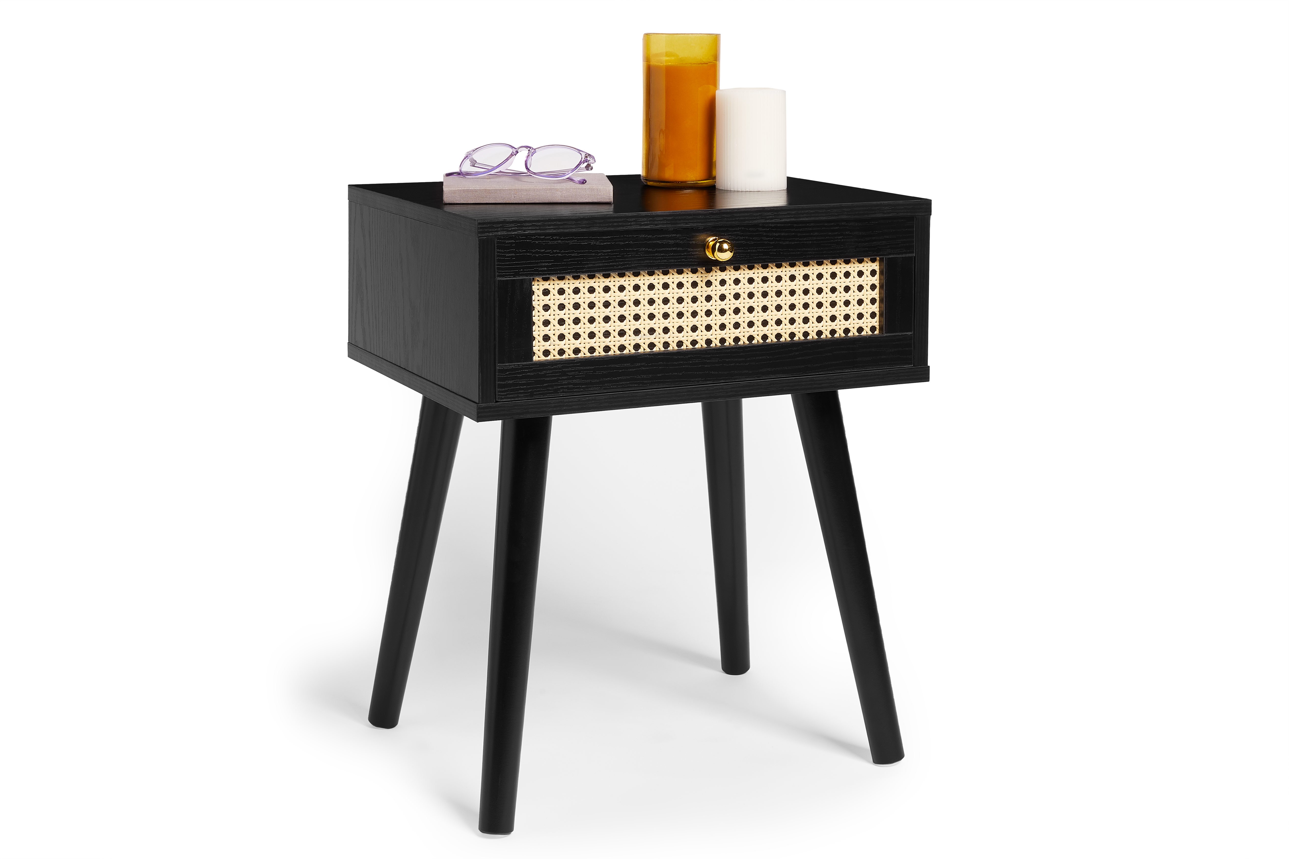 Vonhaus Whitworth Cane Sie Table - Black