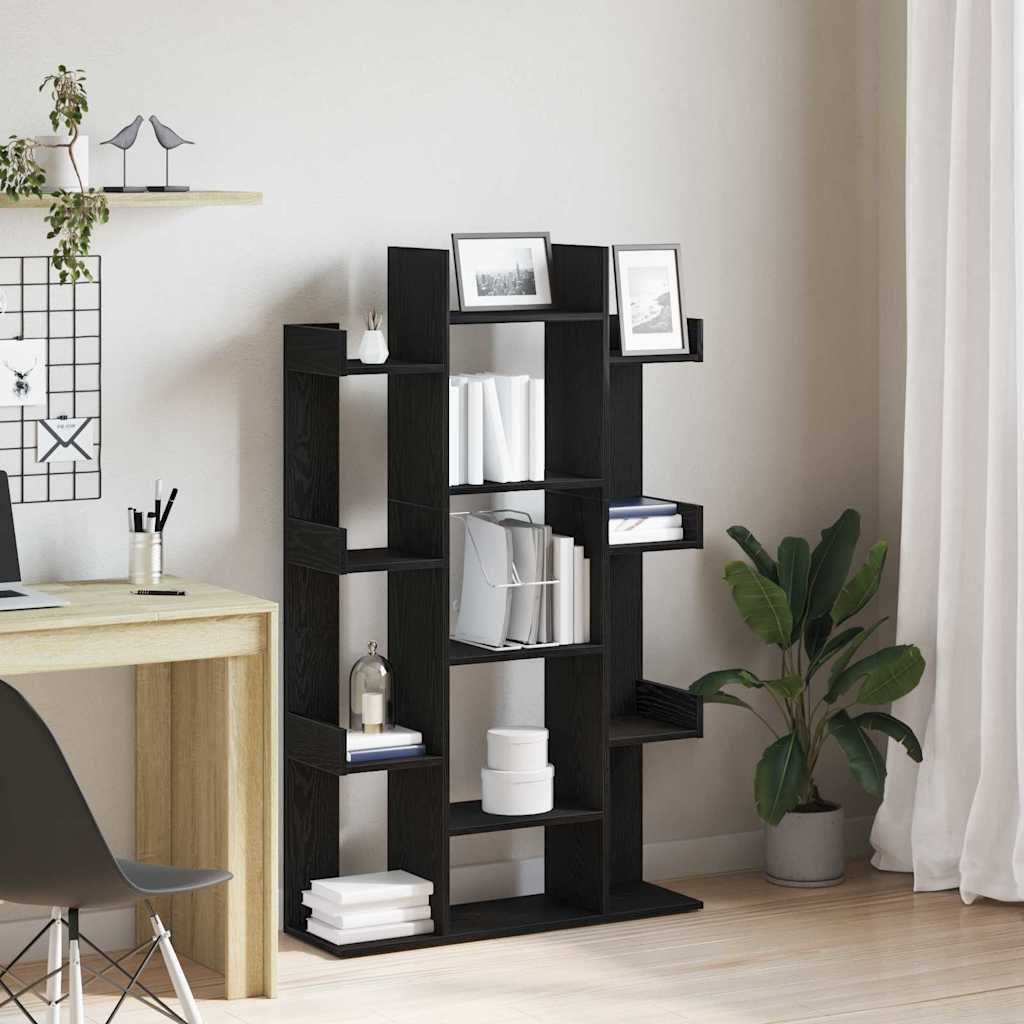 Walplus 13 Tier Engineered Wood Bookcase - Dark Oak - 86 x 25.5 x 140 cm