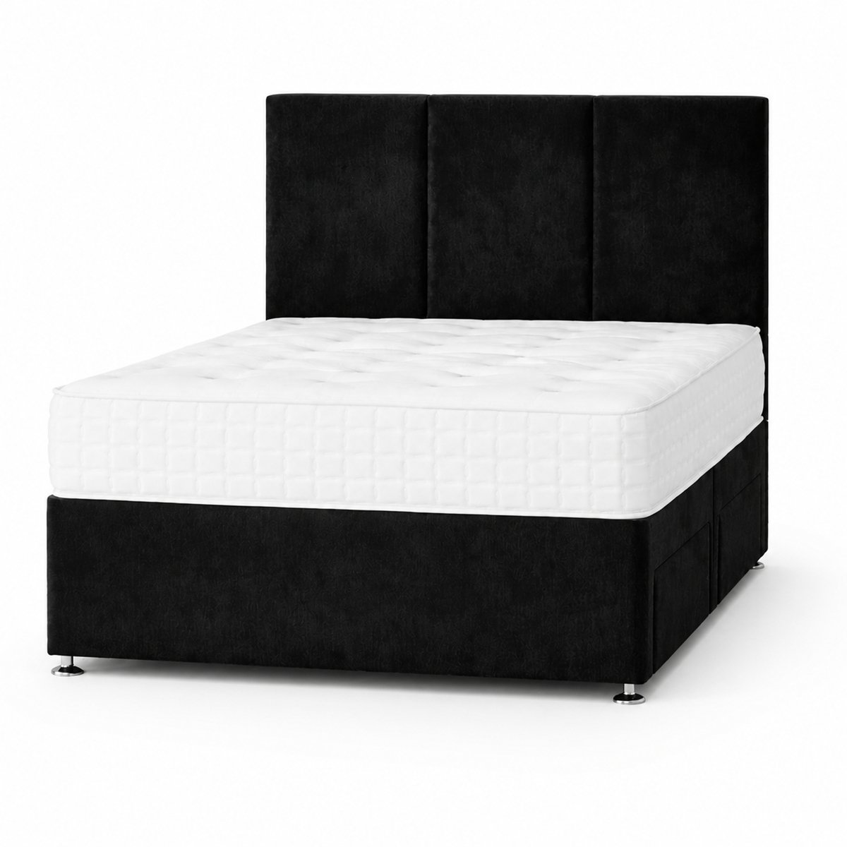 Comfy Deluxe 2ft6 Small Single    Plush Velvet Divan Bed Set -  Black