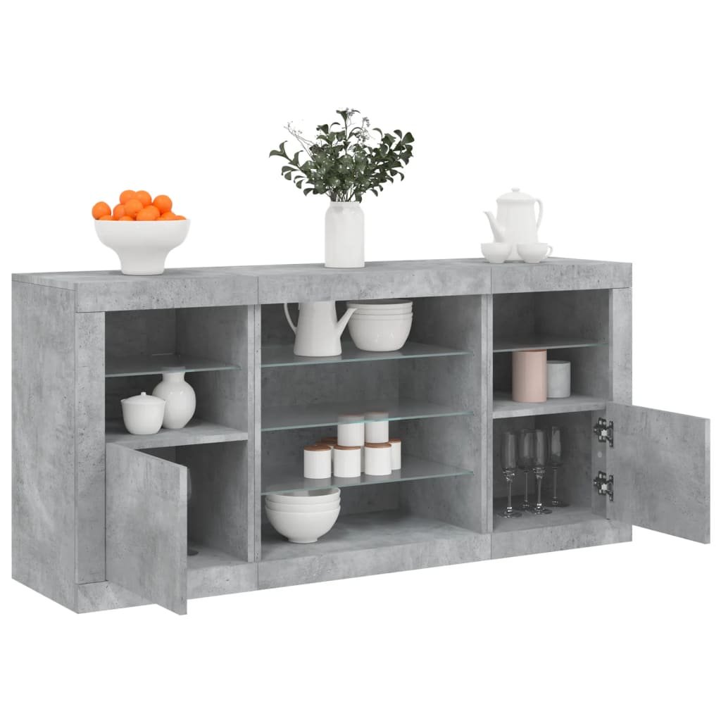 Walplus LED Sideboard - Concrete Grey - 142.5 x 37 x 67 cm