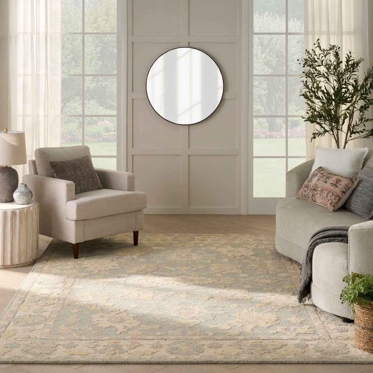 Mega Flooring Blue Modern Bordered Rug - 236 x 297cm
