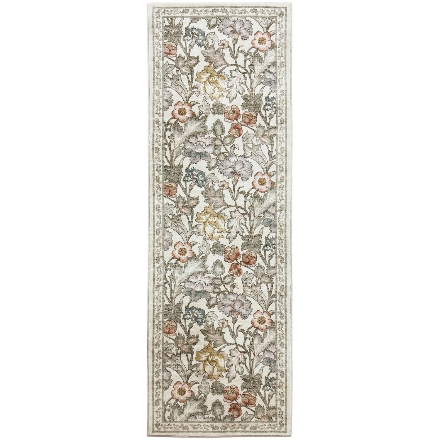 The Rugs Multicoloured Classical Natural Florals Runner Rug - 60 x 180cm