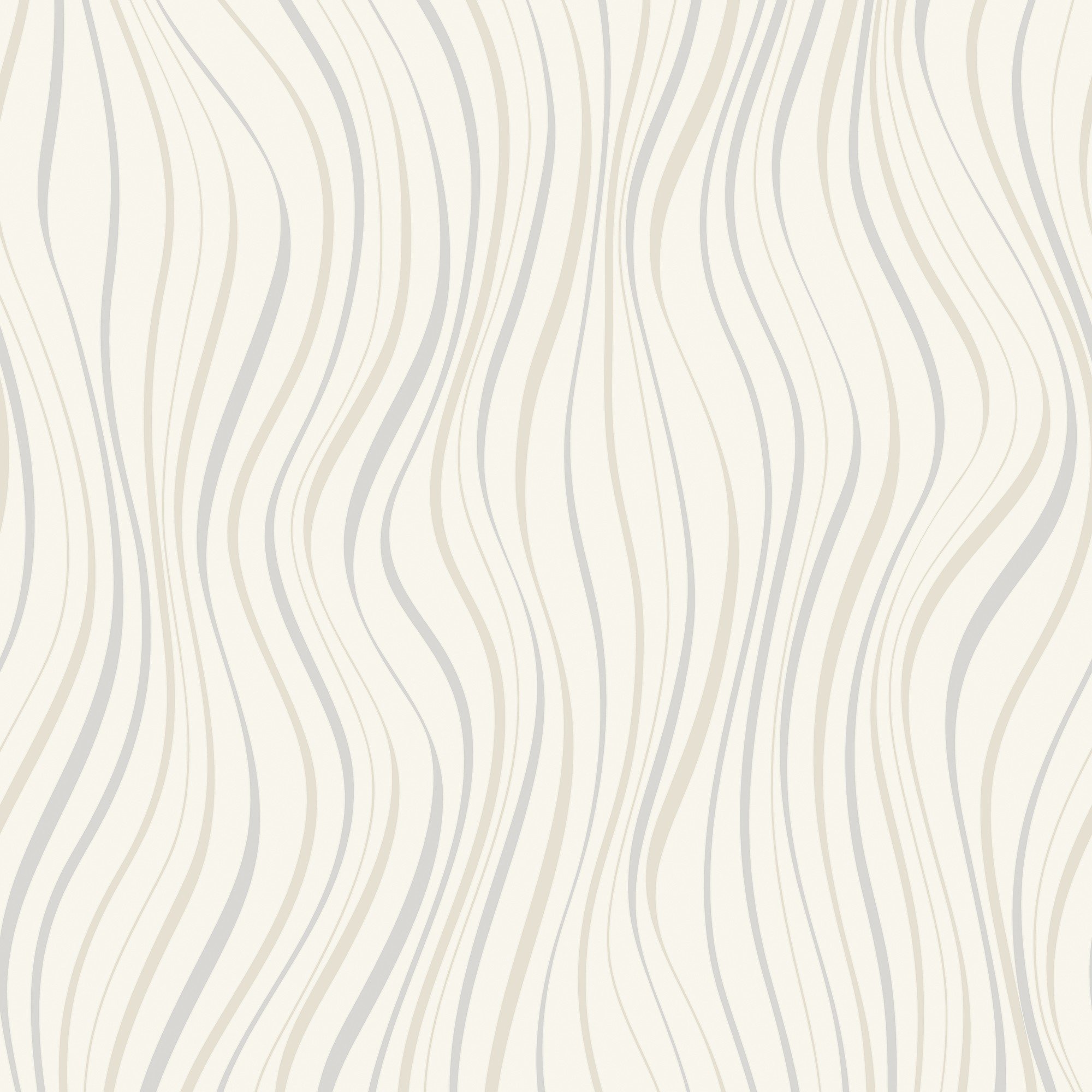 Grandeco Line-Up Wave Stripe Blown Vinyl Textured Wallpaper - Neutral