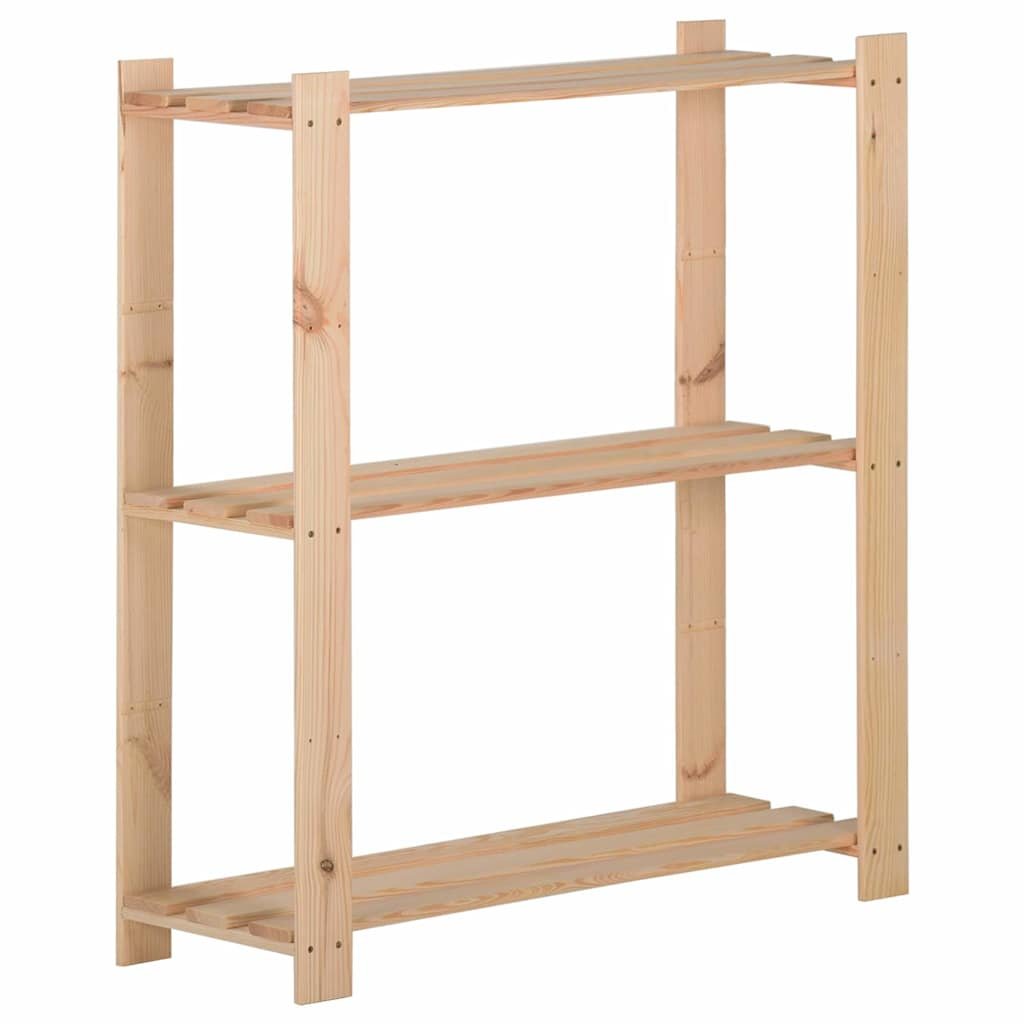Walplus 3 Tier Solid Pine Bookcase - Brown - 80 x 28.5 x 90 cm