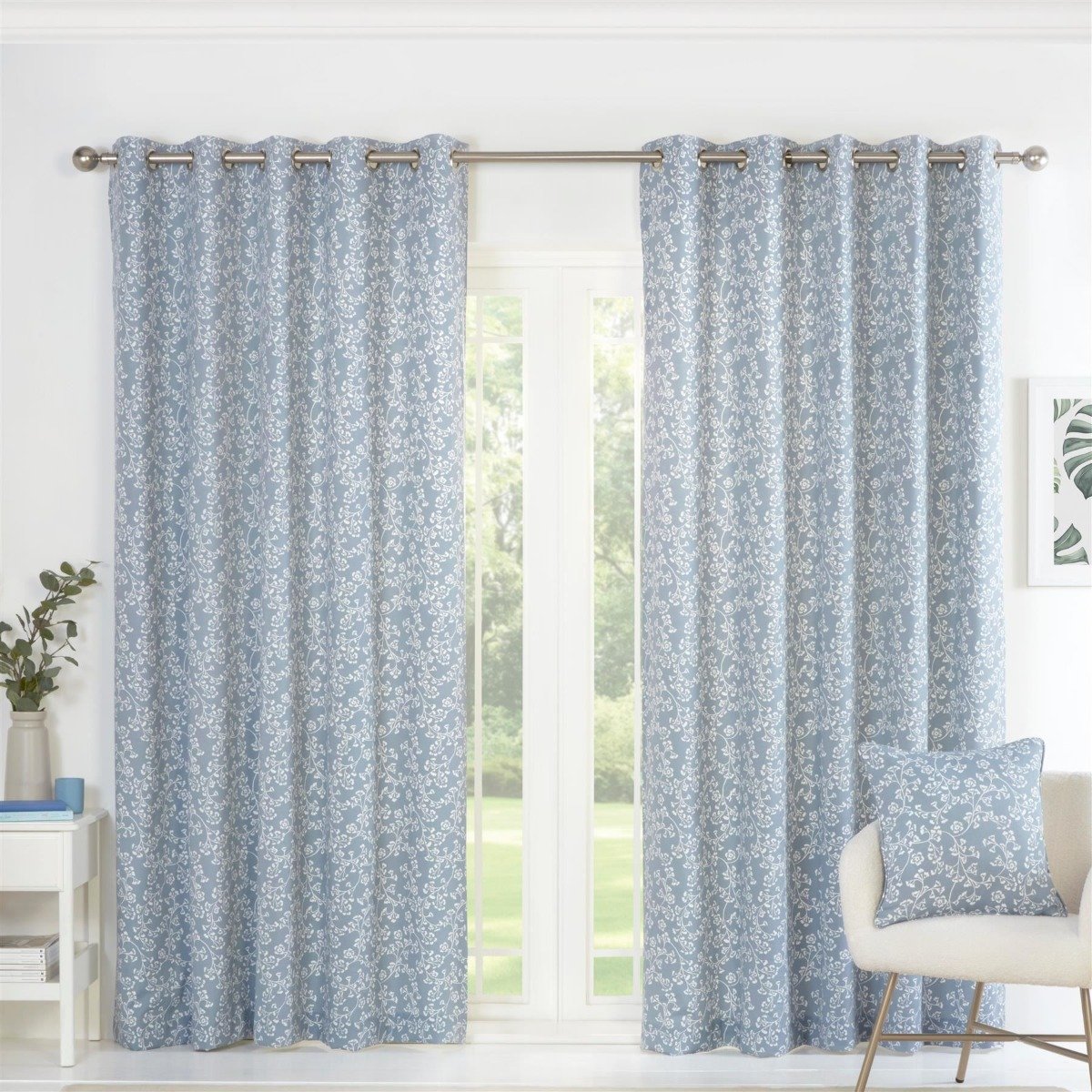 Sundour Sade Eyelet Curtains - Blue - 229 x 183cm