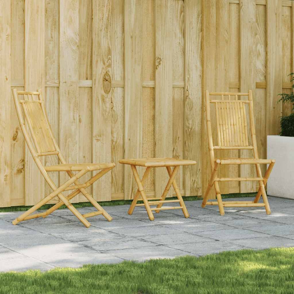 Walplus 3 Piece Bamboo Folding Bistro Set - Brown - 45 x 45 x 45 cm