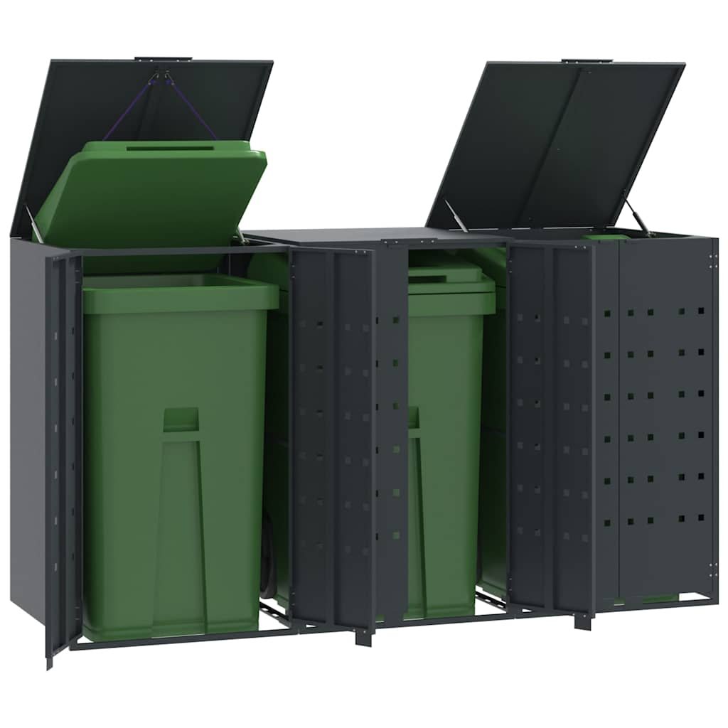 Walplus Steel Wheelie Bin Store - Anthracite - 207 x 79 x 117 cm