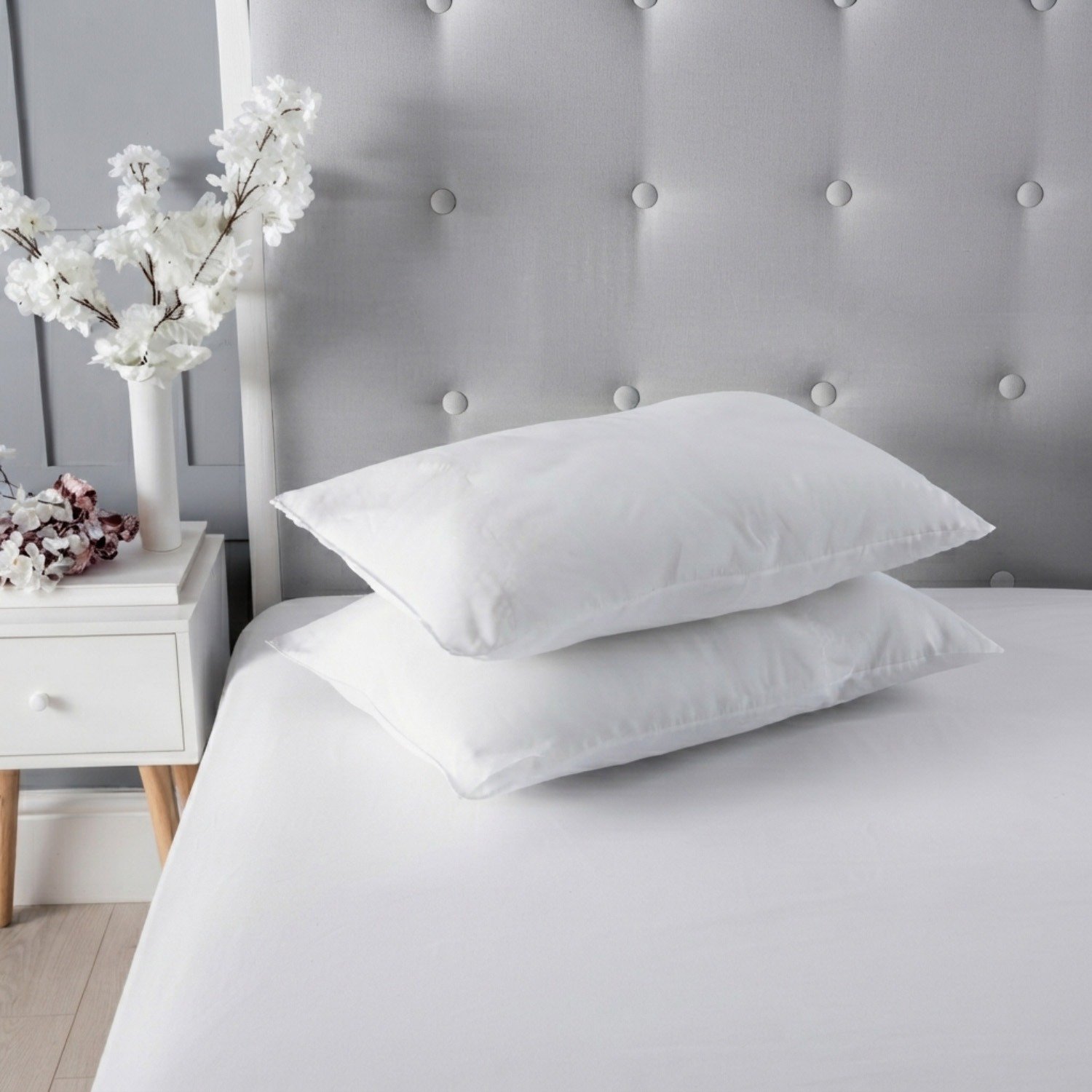 Snug City Anti Allergy Hollowfibre Soft Polycotton Bed Pillows Pack of 2