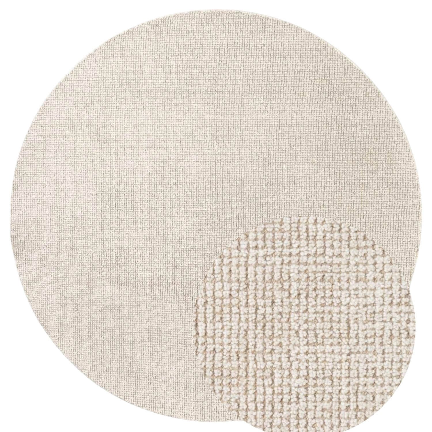 Ted Baker White Greenwich Wool Round Rug - 160cm