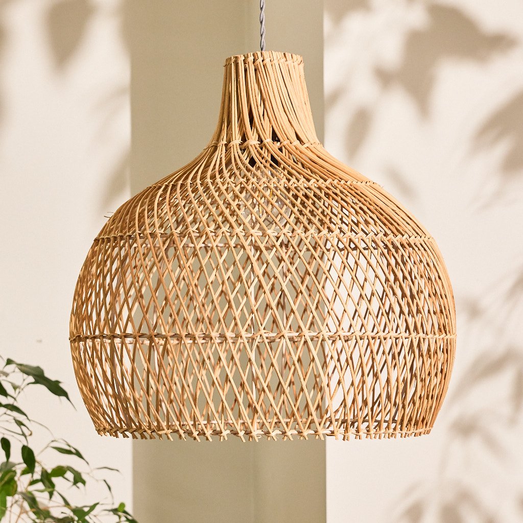 Dibor Domed Rattan Ceiling Shade - Natural 46cm