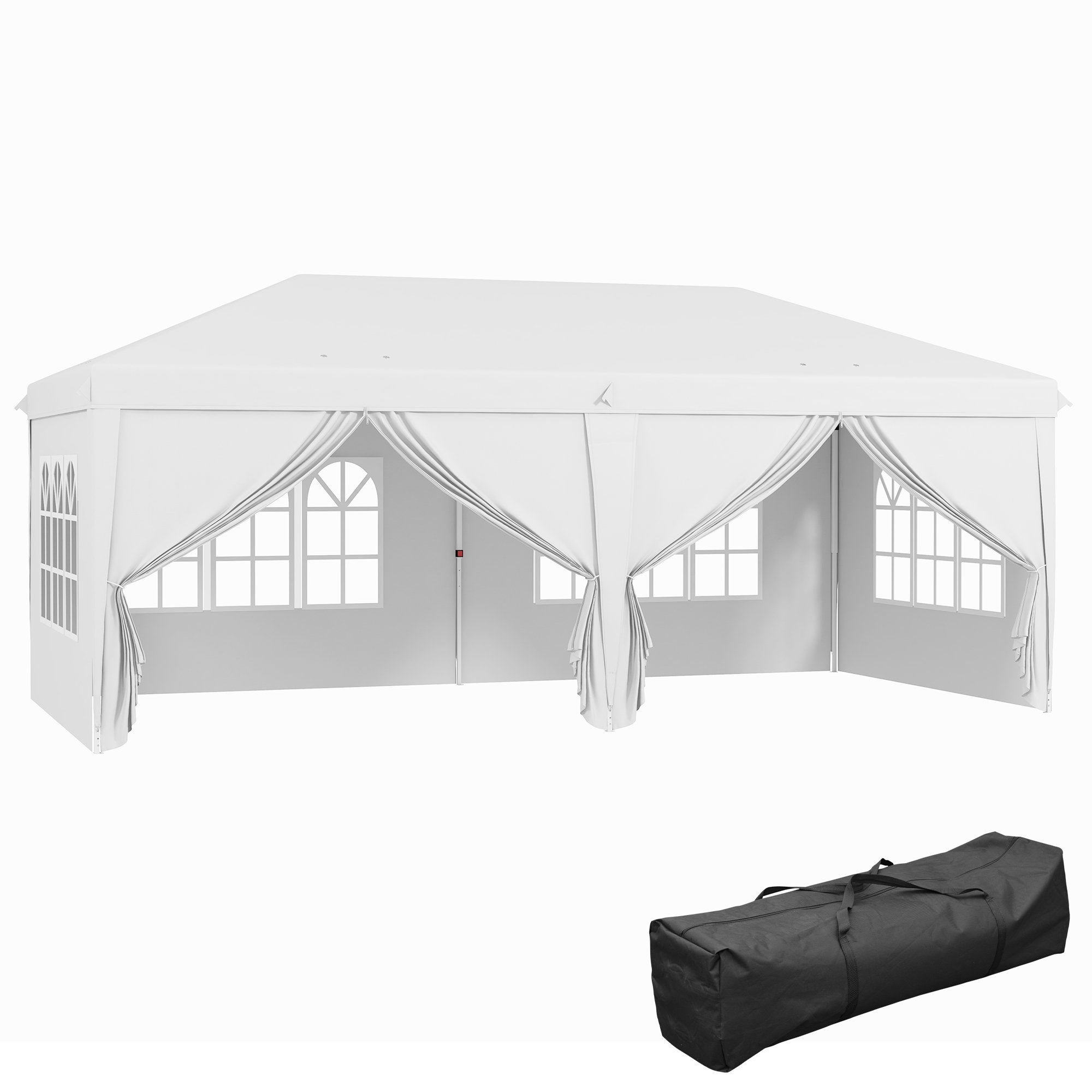 Outsunny 3 x 6m Water Resistant Sidewall Pop Up Gazebo – White