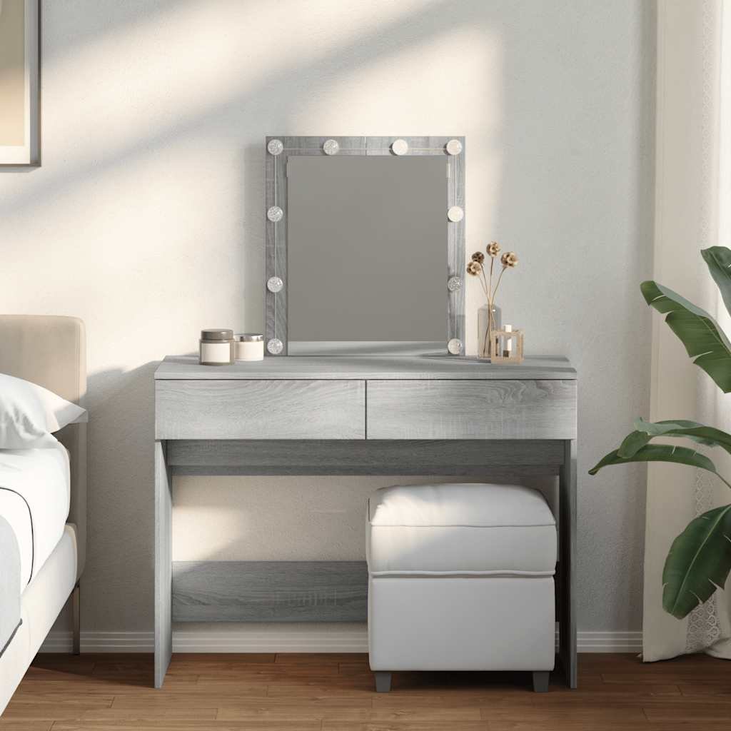 Walplus LED Glass Dressing Table - Grey Sonoma - 100 x 40 x 130 cm