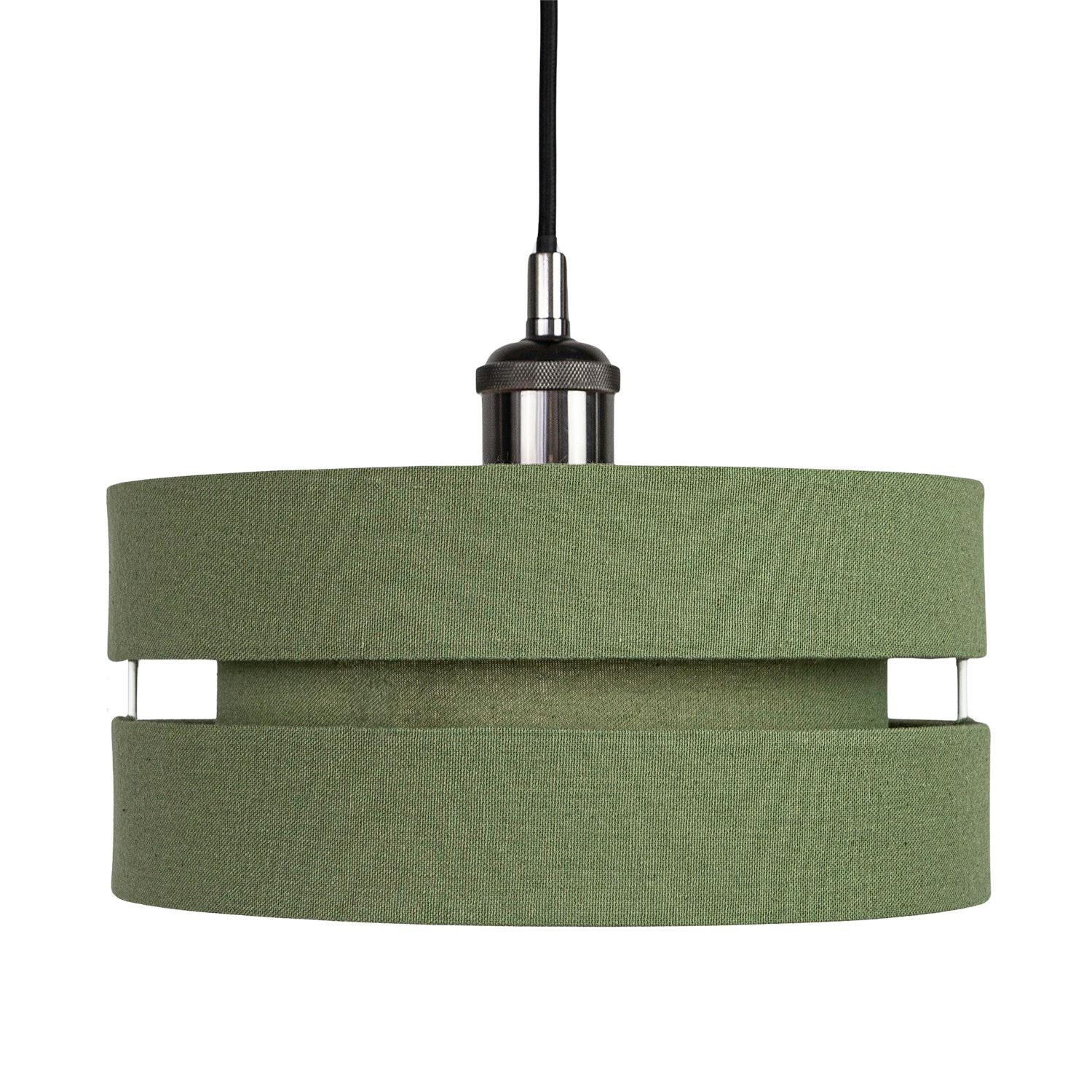 Happy Homewares Sage Green Linen Fabric Triple Tier Pendant Shade - 26cm