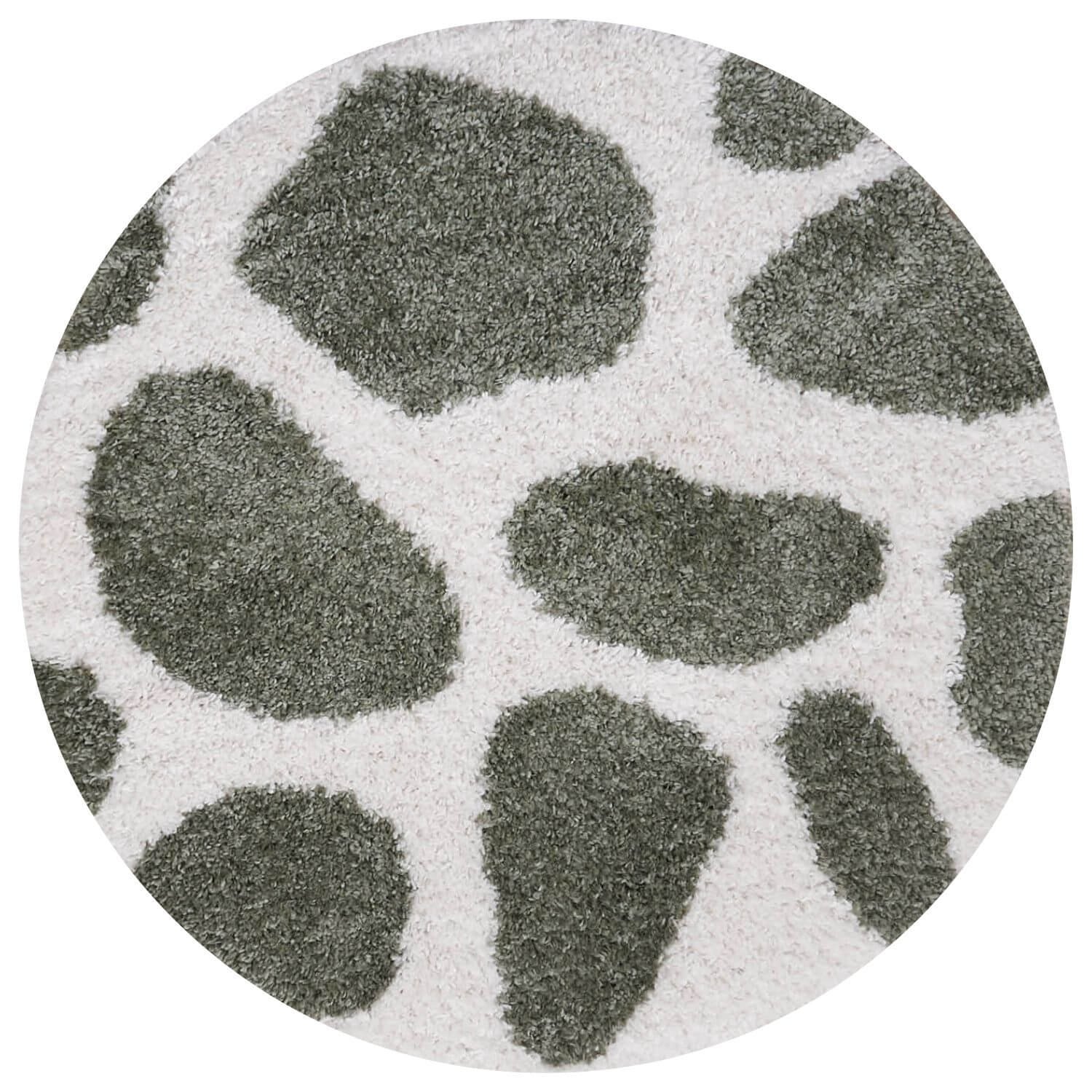 The Rugs Green Moodi Pebble Round Shaggy Rug - 120cm