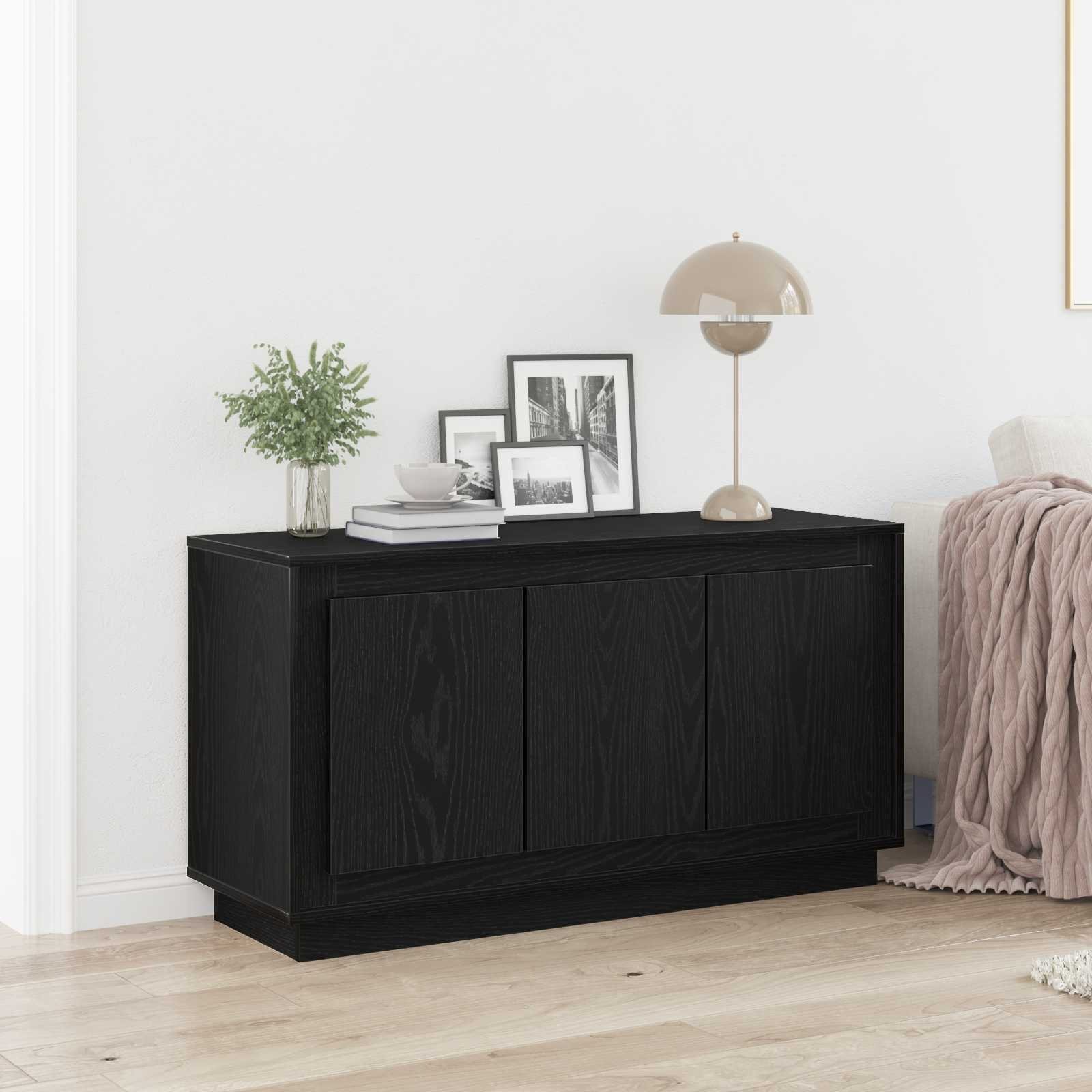 Walplus Engineered Wood Sideboard - Black Oak - 102 x 35 x 55 cm