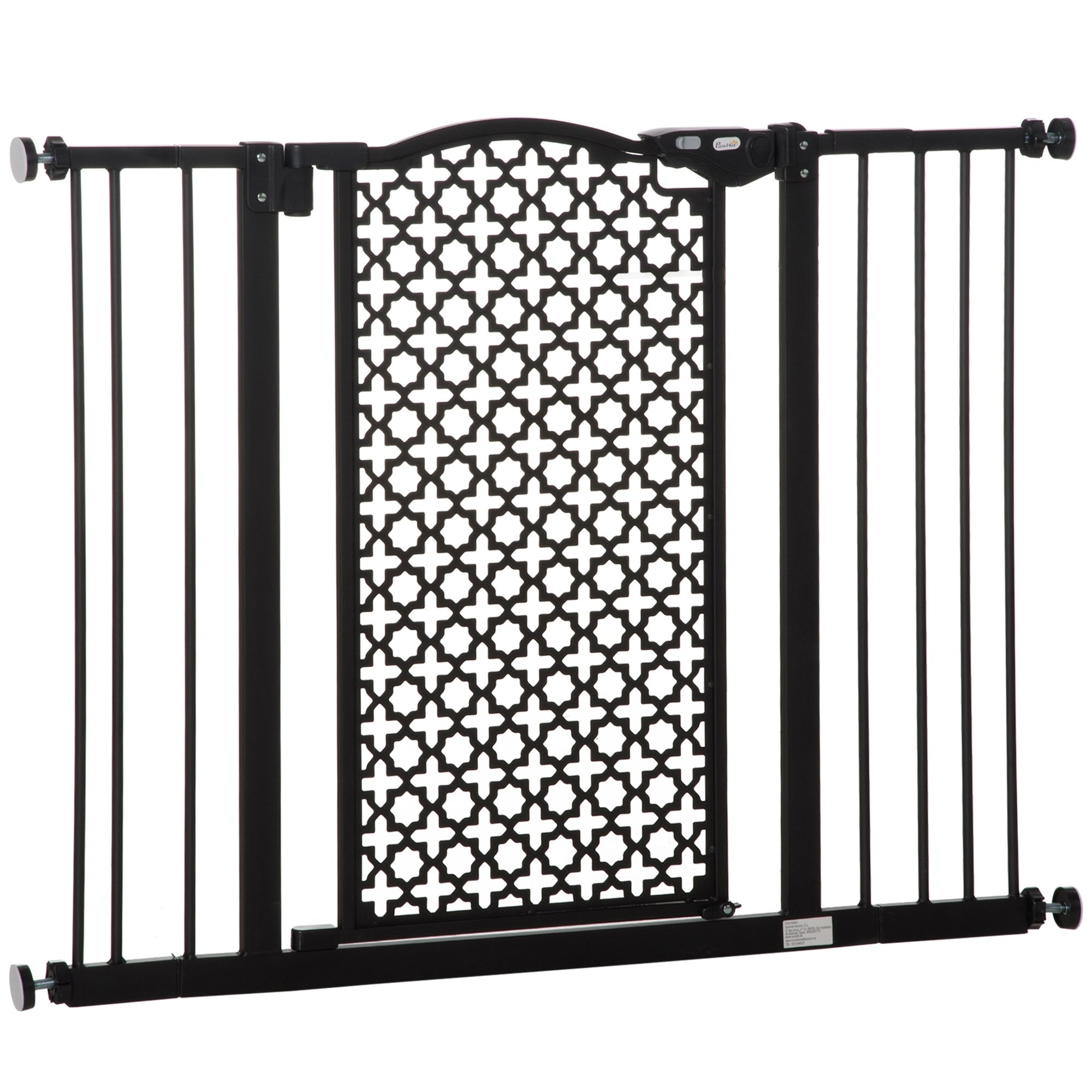 PawHut Pressure Fit Auto Close Double Lock Pet Safety Gate - 74-105cm - Black