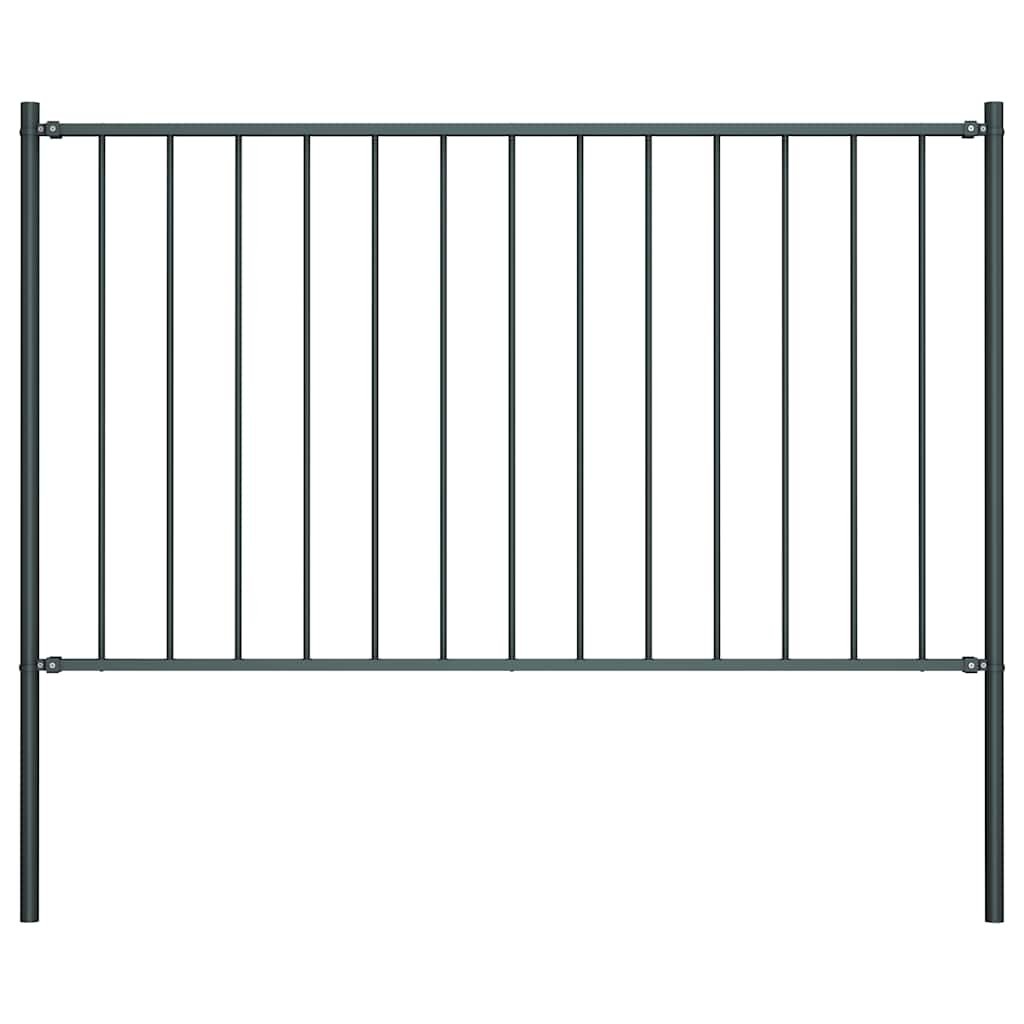 Walplus Steel Fence Panel Woerden with Posts - Anthracite - 1.7 x 1 m