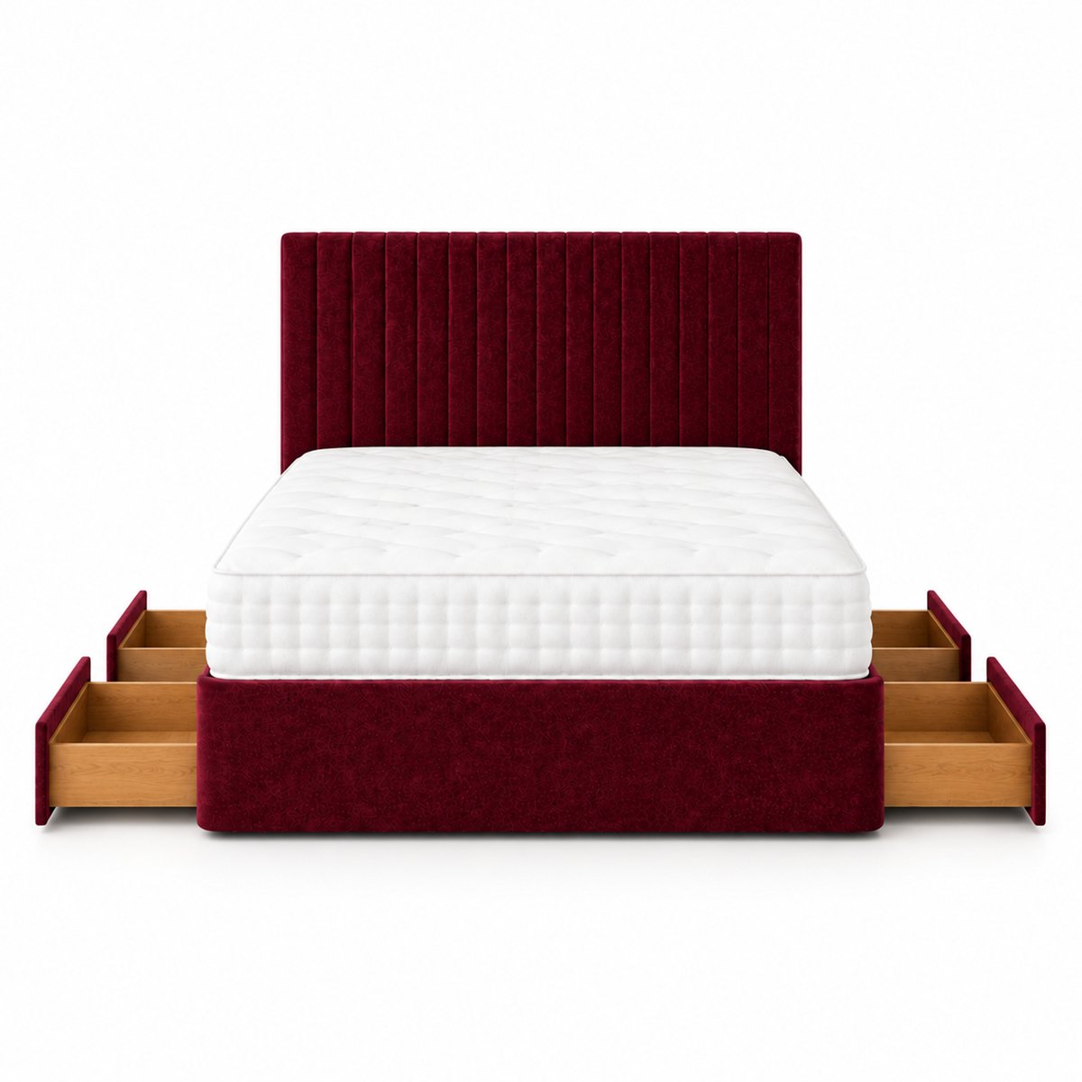 Comfy Deluxe 6ft Super King    4 Drawer  Suede  Divan Bed Set -   Burgundy