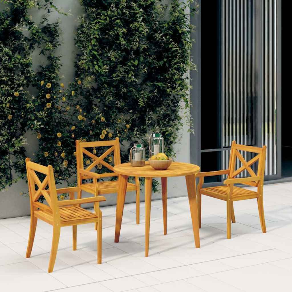 Walplus 3 Piece Wood Outdoor Dining Chairs - Brown - 54 x 55 x 90 cm