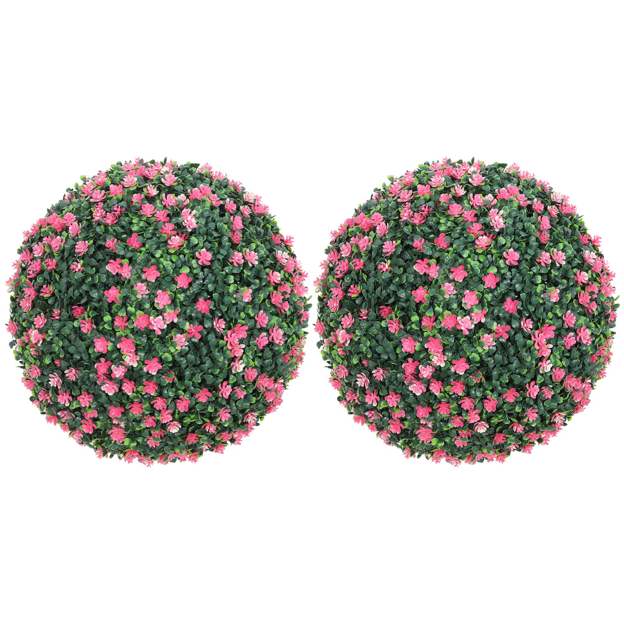 HOMCOM Set of 2 Artificial Topiary Balls with Camellia Flowers - Pink
