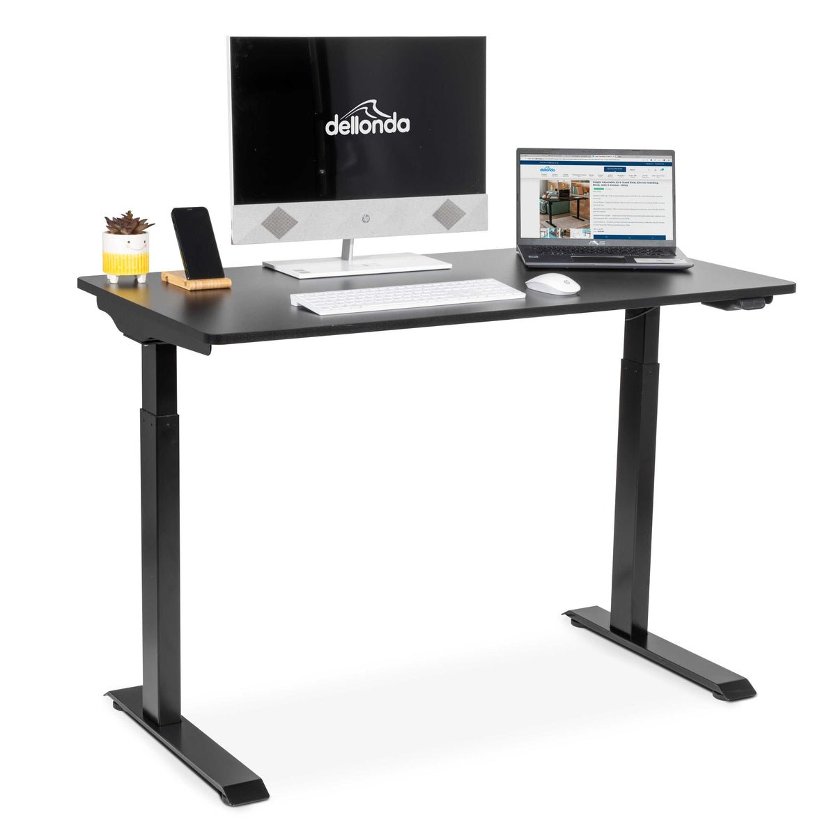 Dellonda Single Motor Electric Height-Adjustable Desk - Black
