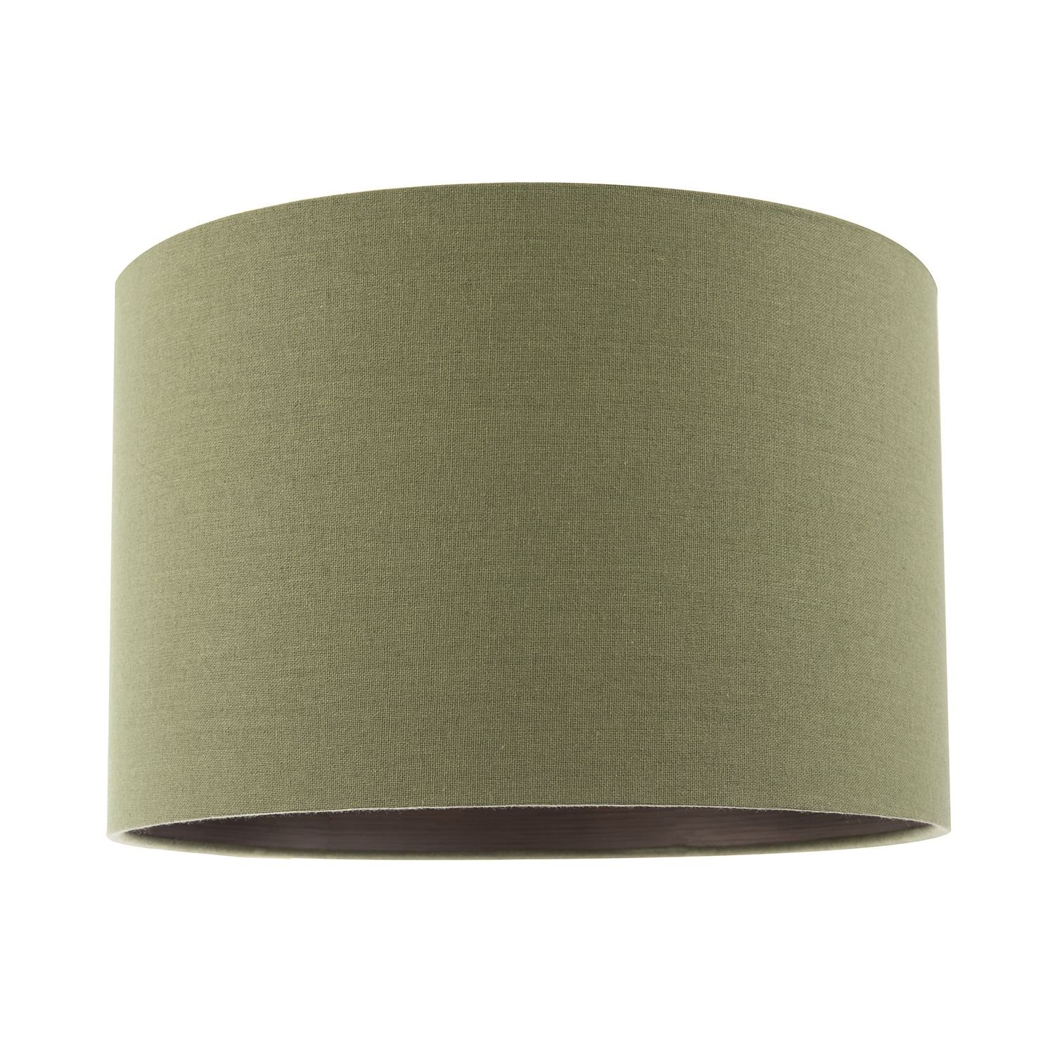Happy Homewares Sleek Olive Green in Linen Fabric with Bronze Lampshade - 30cm